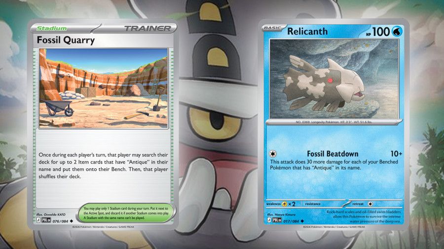 Rampardos Pokémon TCG cards shown in fossil support coverage