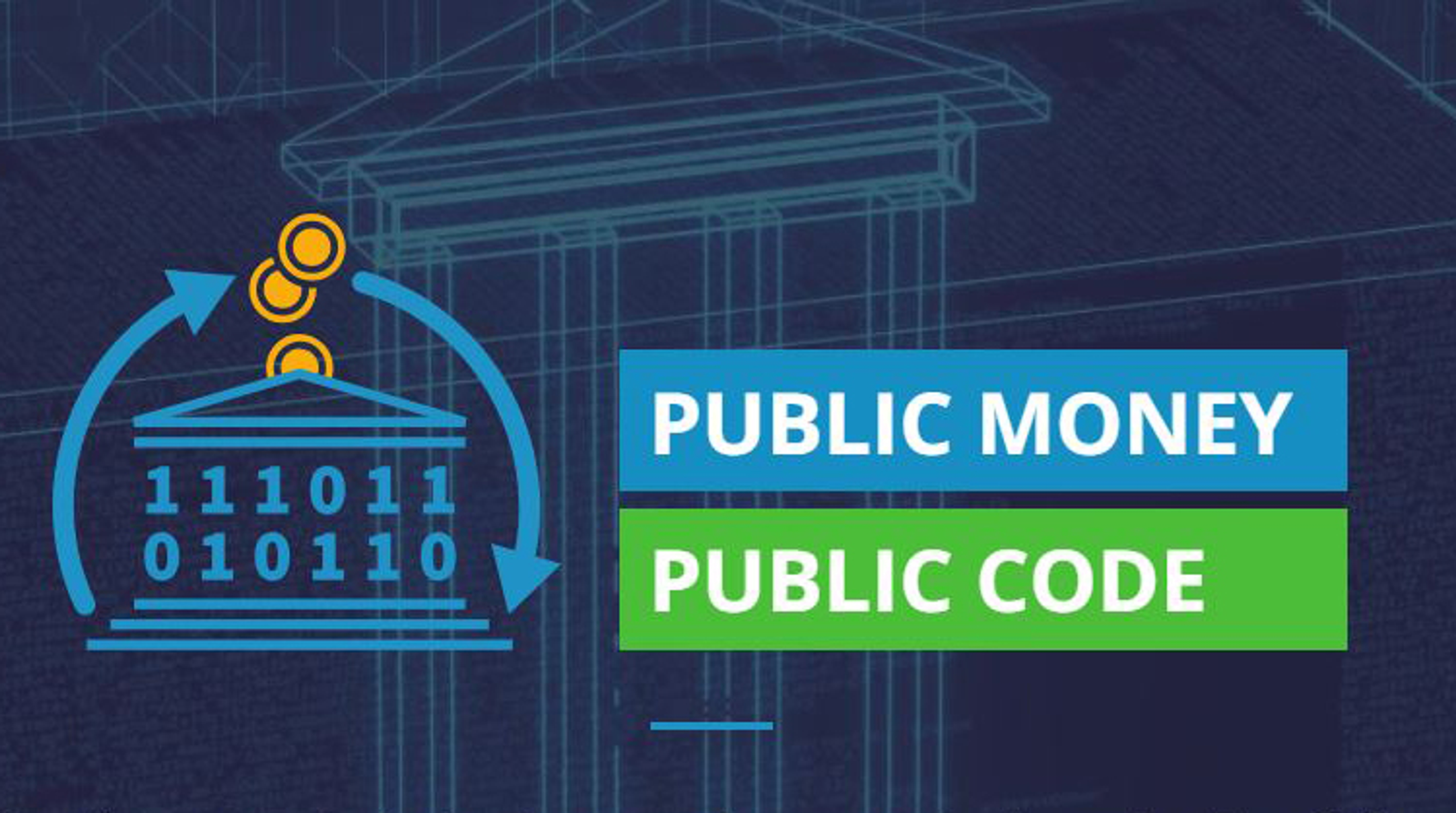 Bild med texten ''Public money Public code''