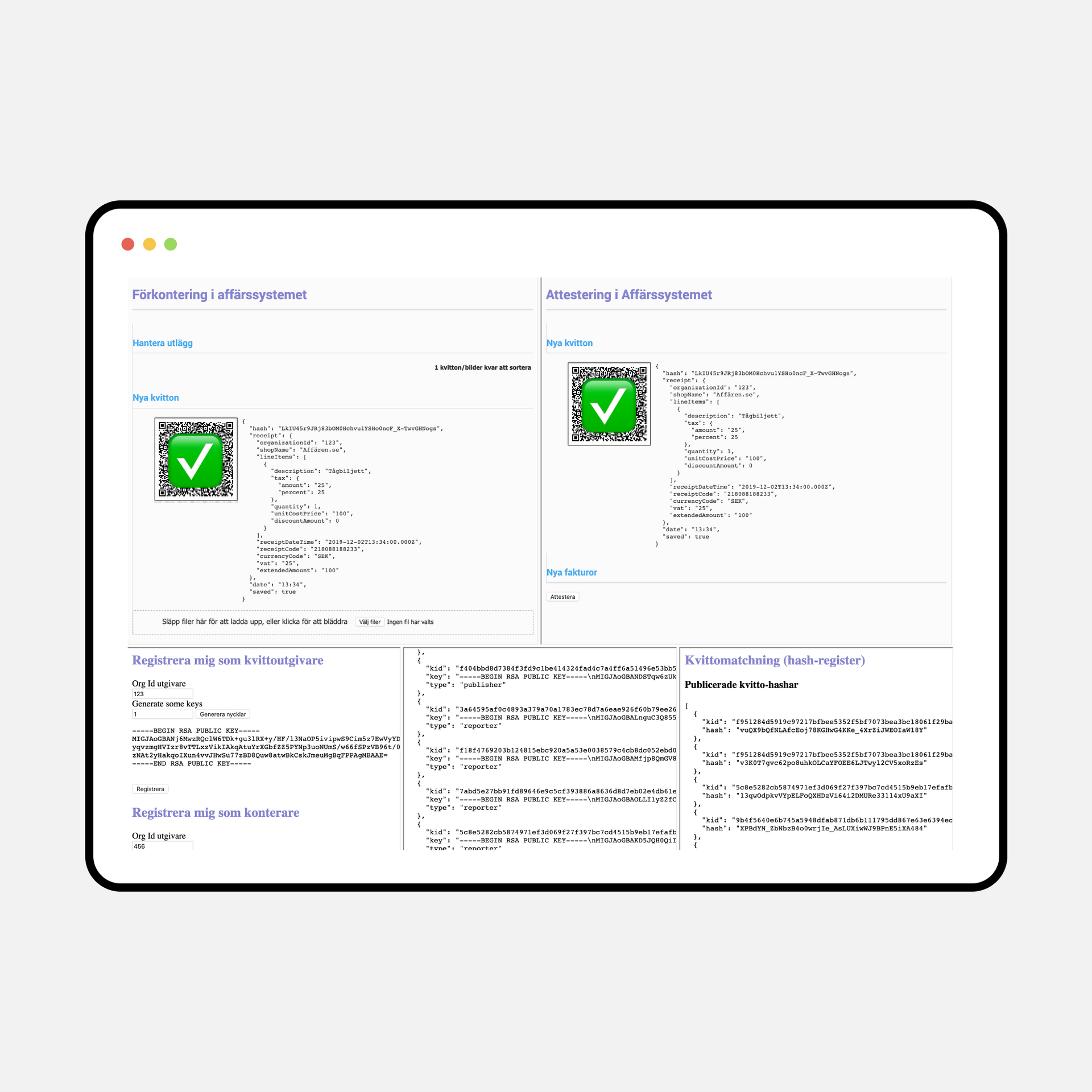Digitala kvitton printscreen