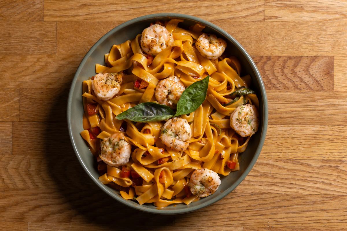 Tagliatelle með rækjum