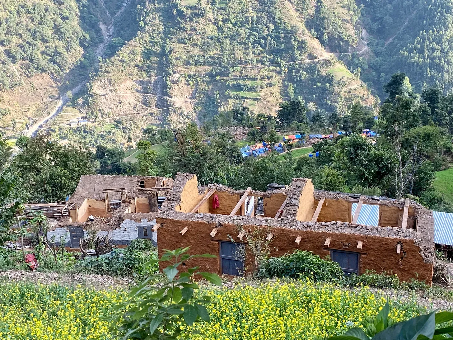 Many houses were severely damaged but remained standing after the earthquake centred in Jajarkot district in 2023.