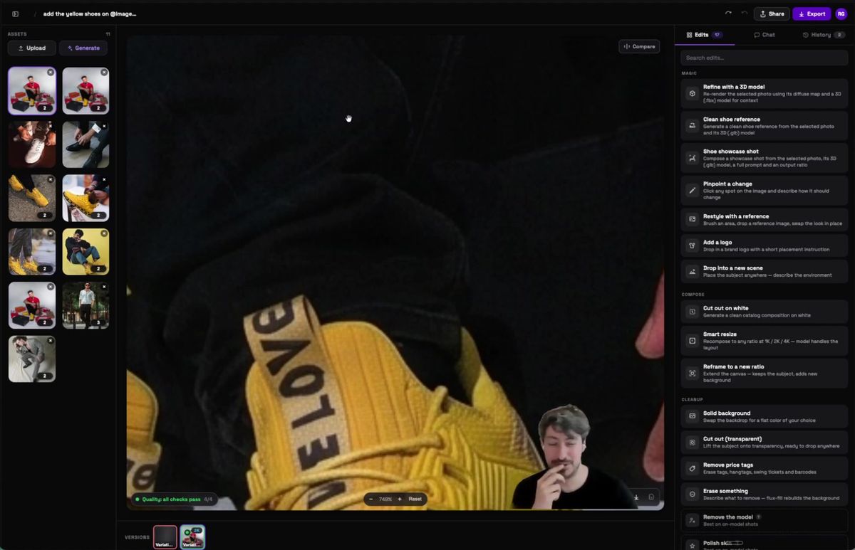 Zoomed view of the AI generated shoe showing the E LOVE text rendered incorrectly