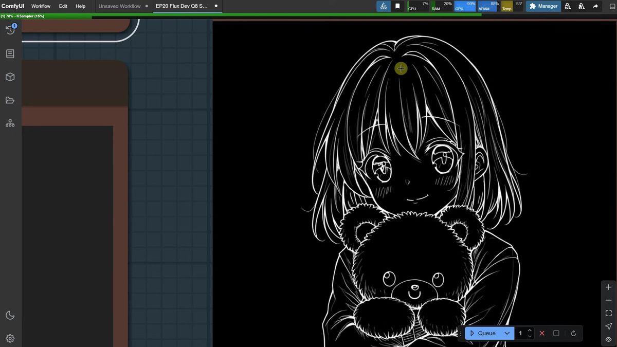 Comparing canny and line art preprocessors side by side in the ComfyUI sketch to image workflow