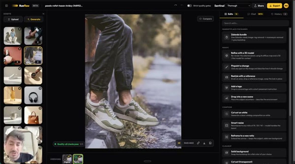 a photorealistic 3d product render of the sneaker shot outdoors that passed all of sentinel's quality checks