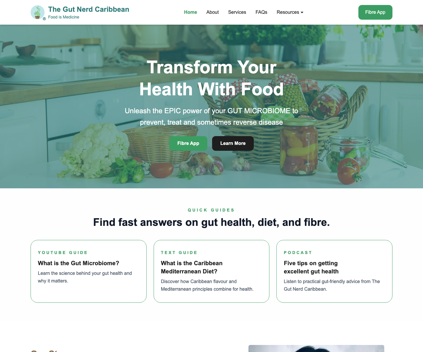 The redesigned Gut Nerd Caribbean homepage
