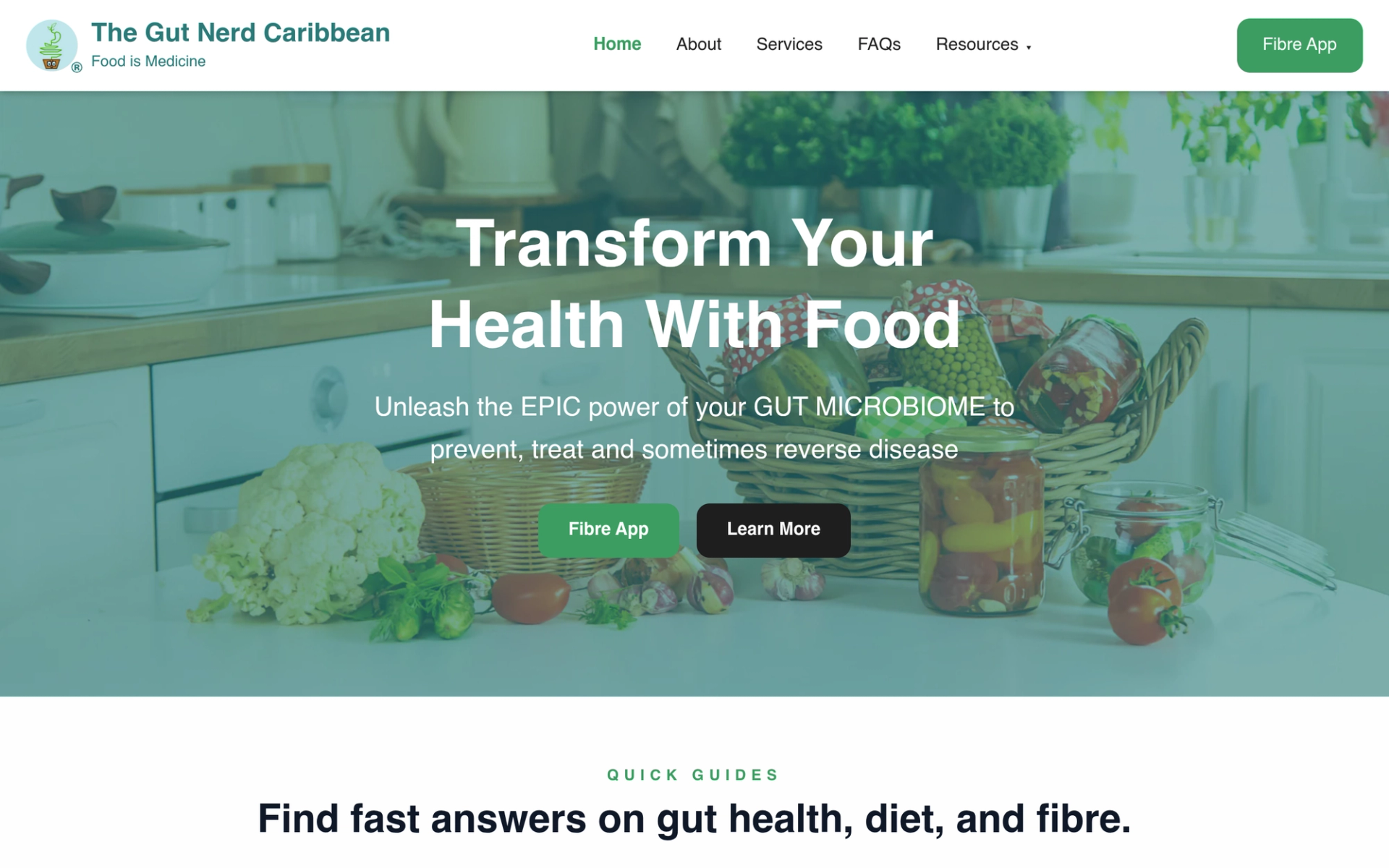 The Gut Nerd Caribbean health education website homepage