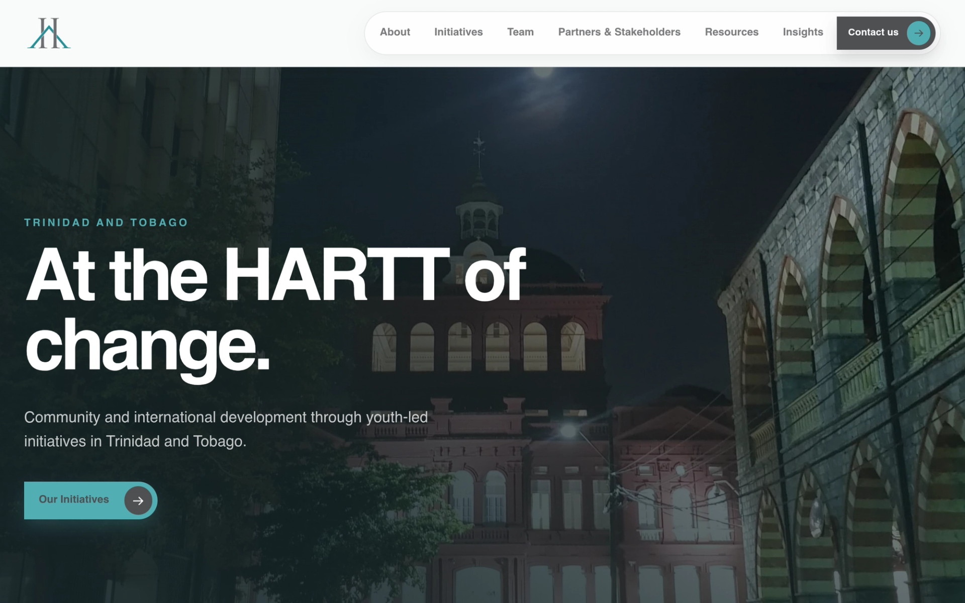 The HARTT youth-led development website homepage