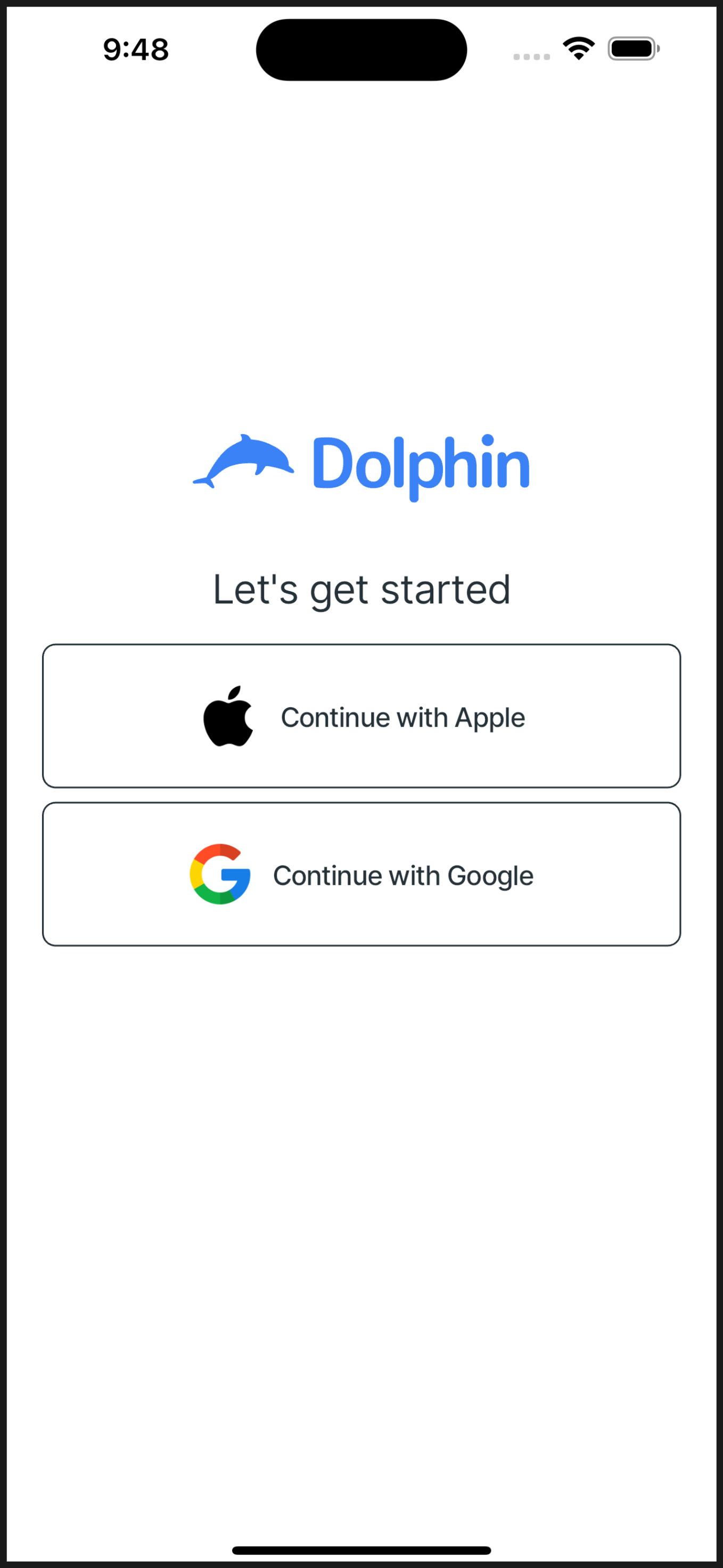 Earlier Dolphin sign-in screen