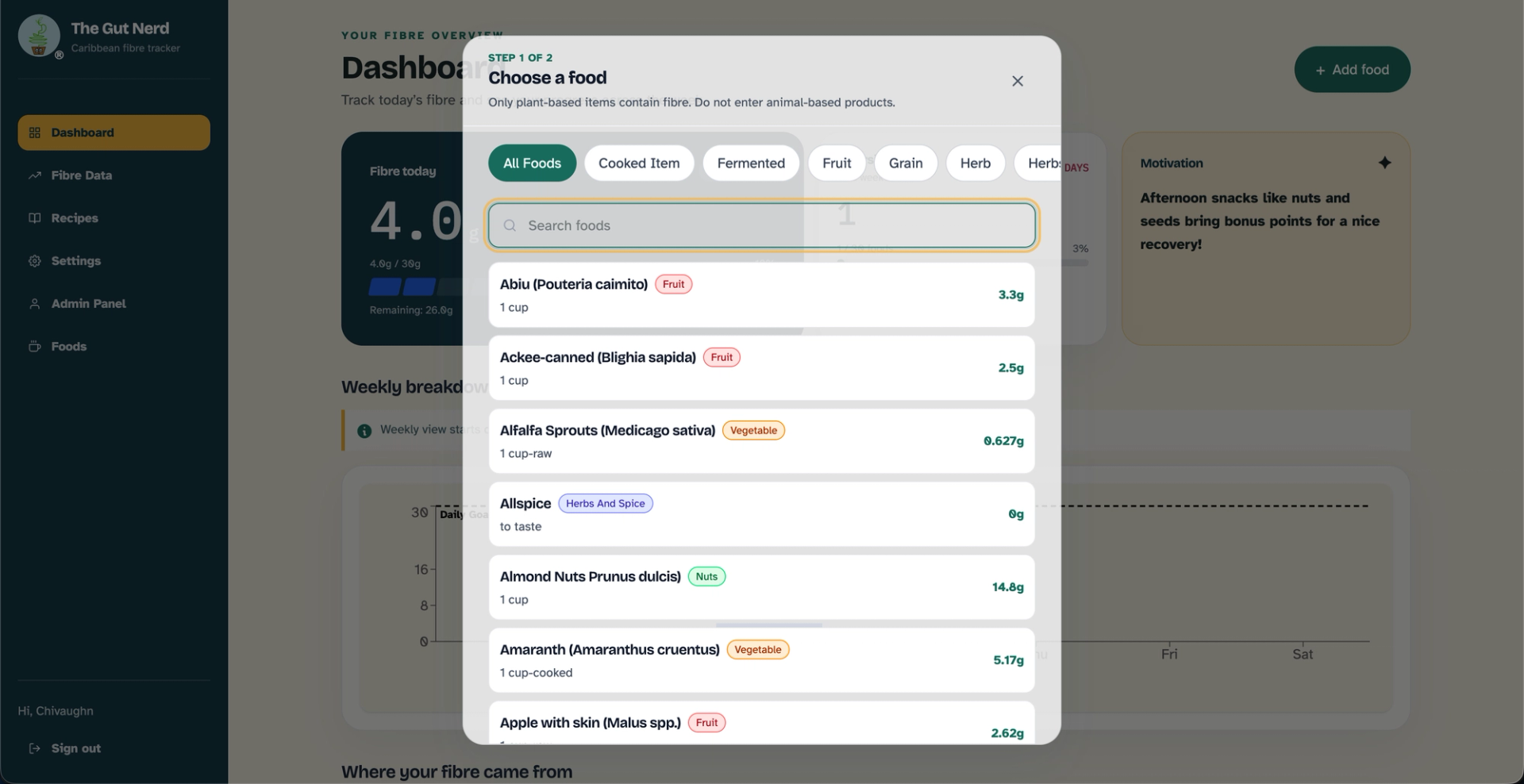 The Gut Nerd App project screen 3