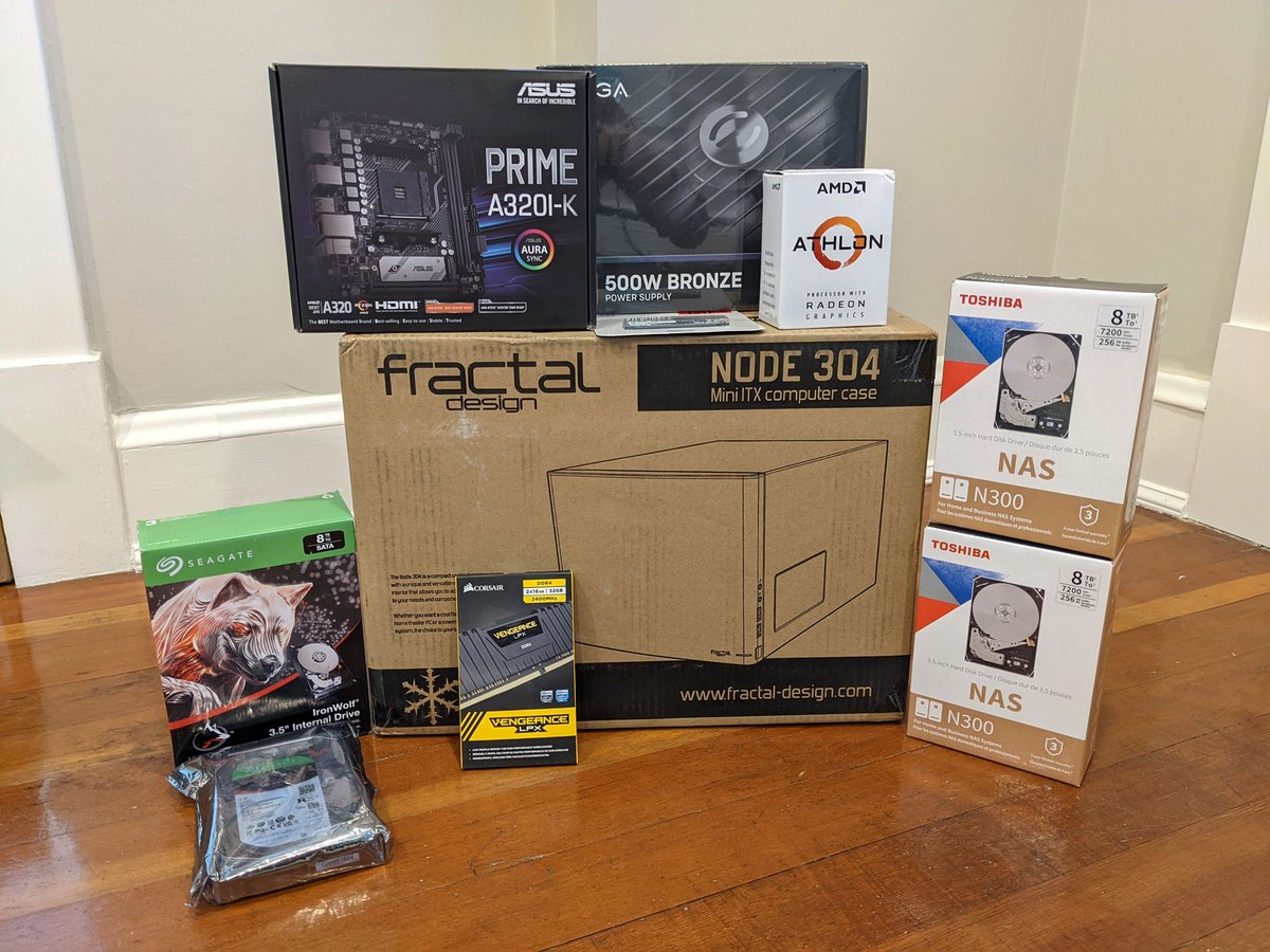 Photo of NAS server parts in retail packaging