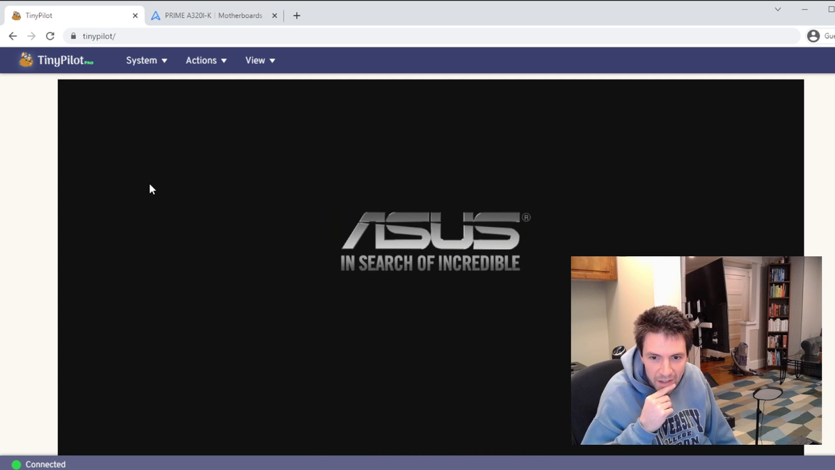 Screenshot of point in video when I get first boot