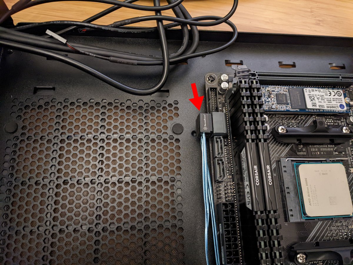 Photo of SATA cables before PSU is installed