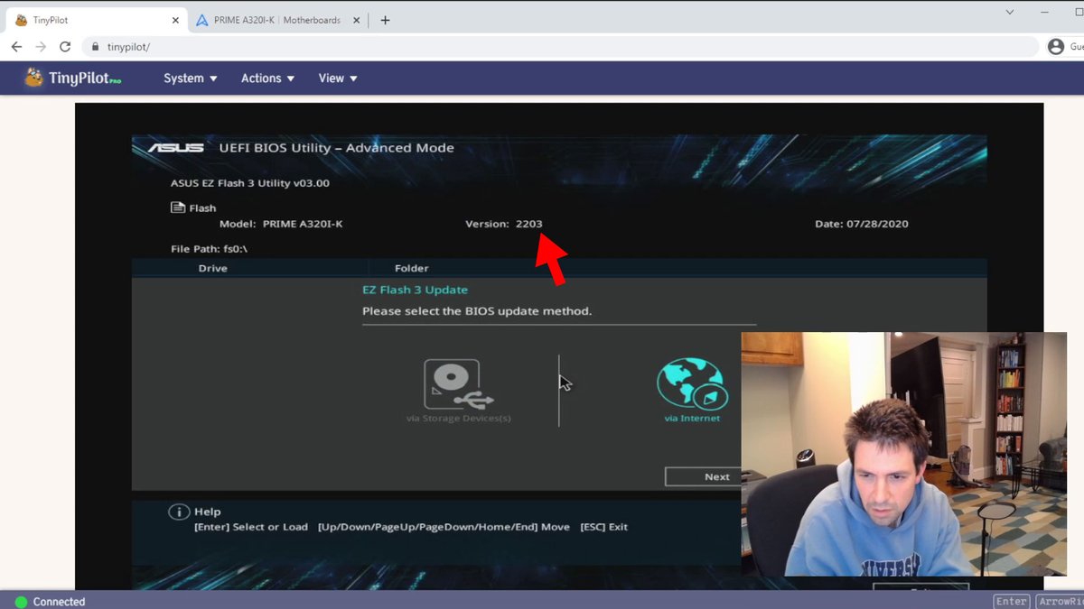 Screenshot of ASUS BIOS at version 2203