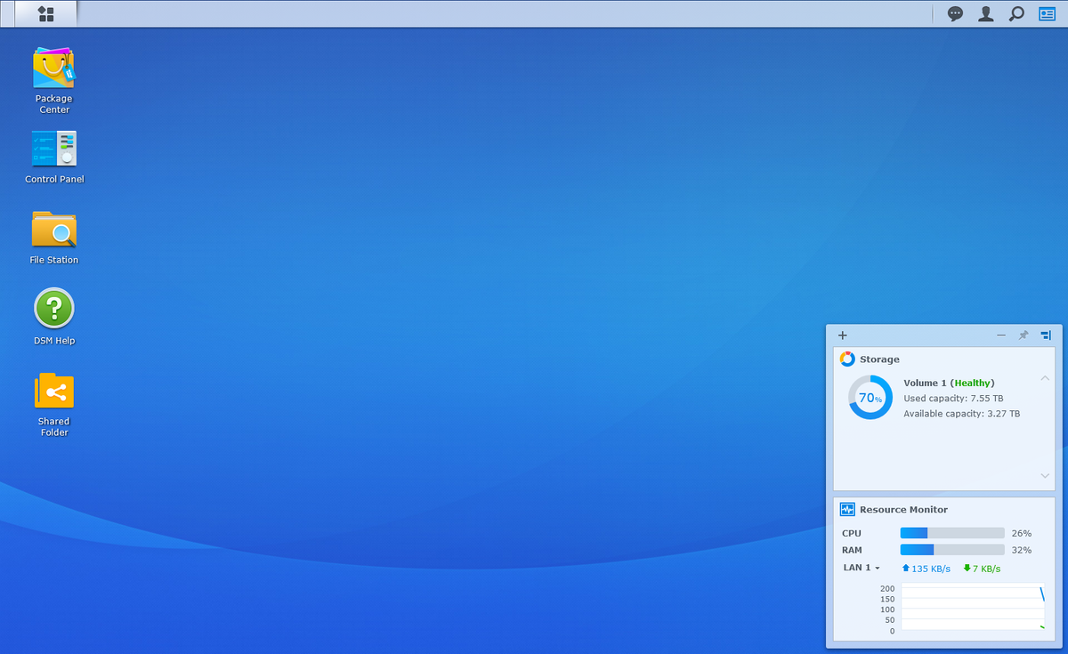 Screenshot of Synology web dashboard