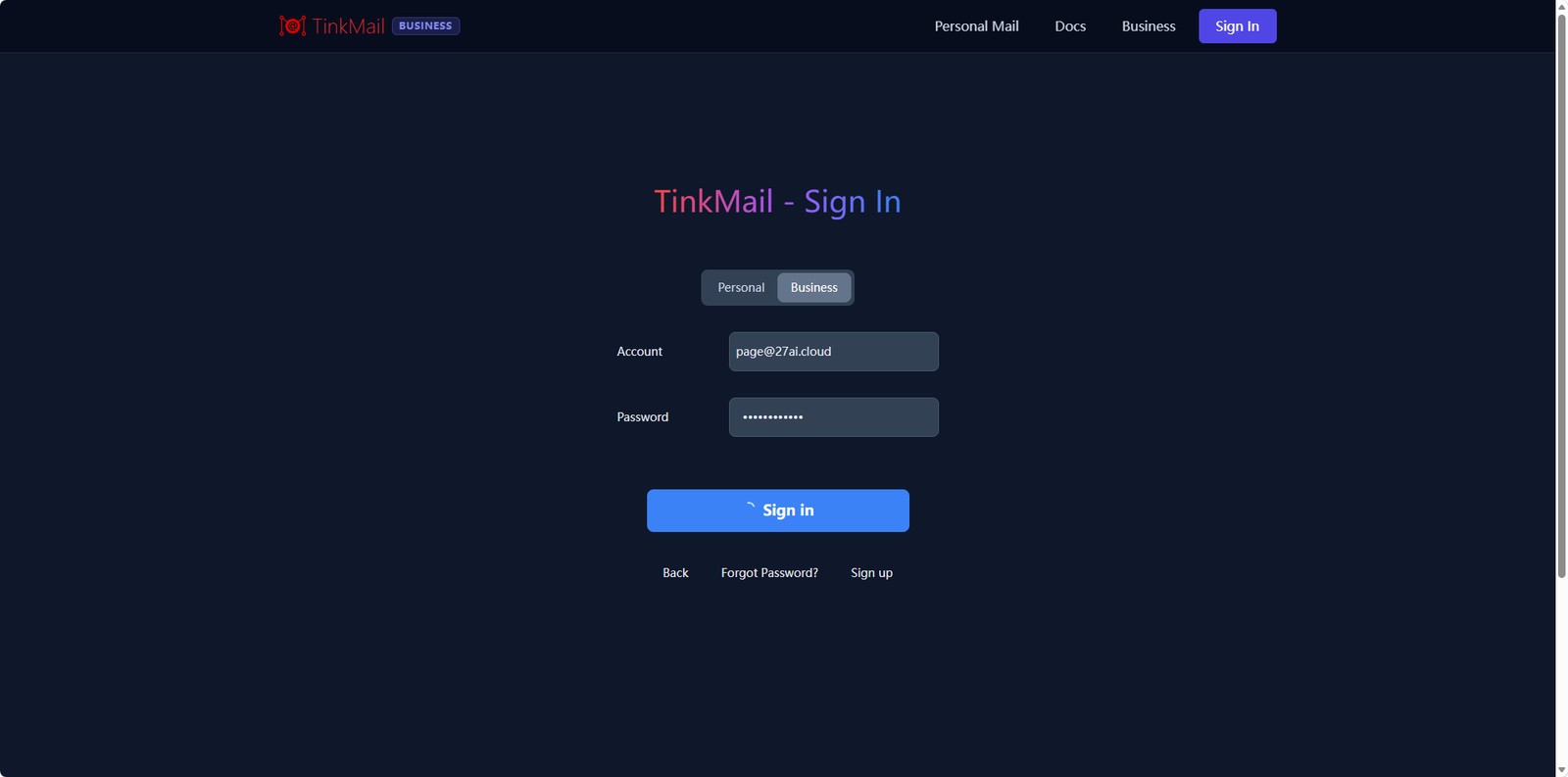 使用新创建的企业邮箱账号登录 Webmail
