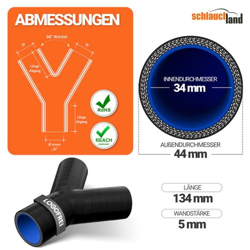 Schlauchland technische Maßdarstellung