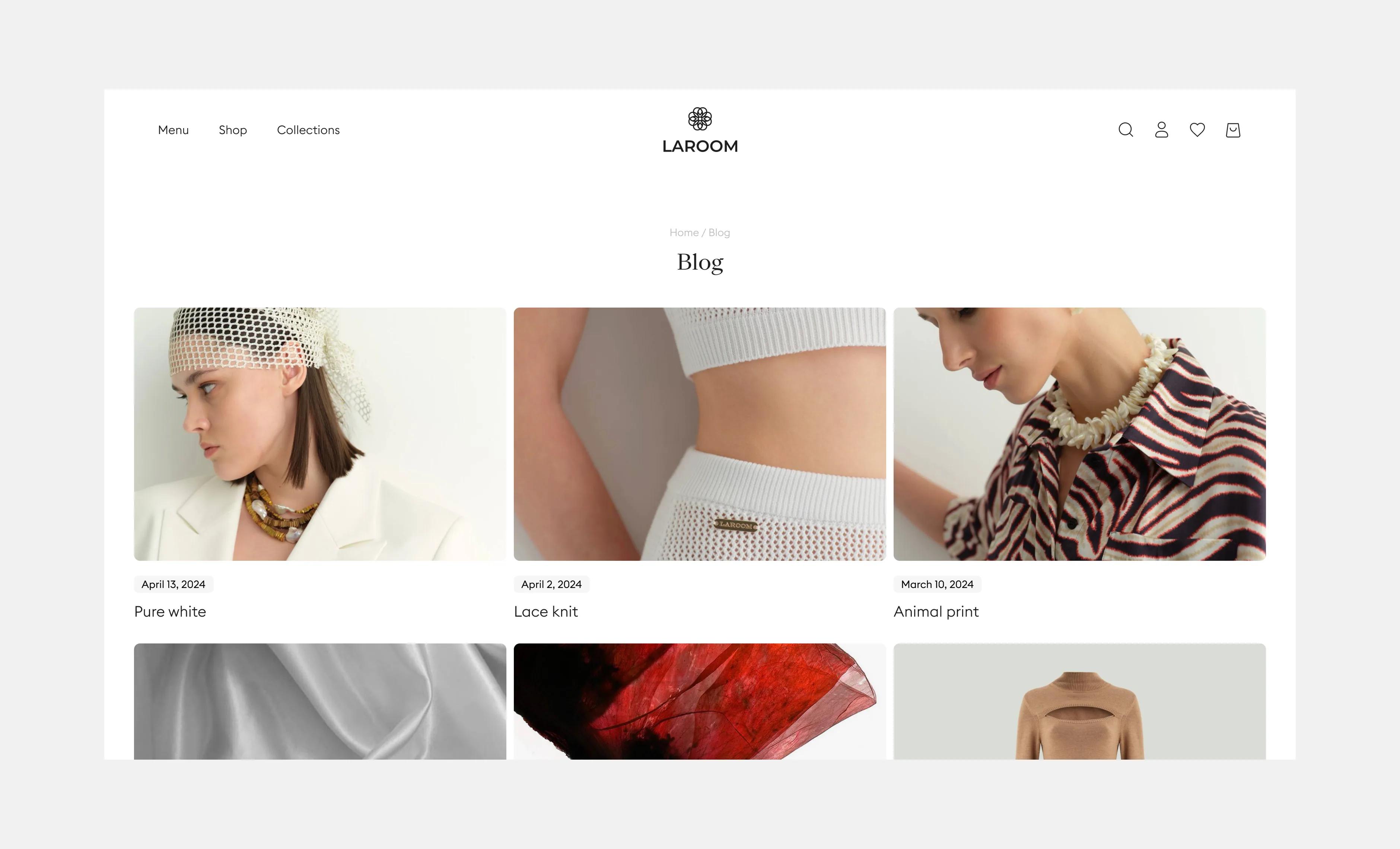 Laroom website: editorial stories and brand content page