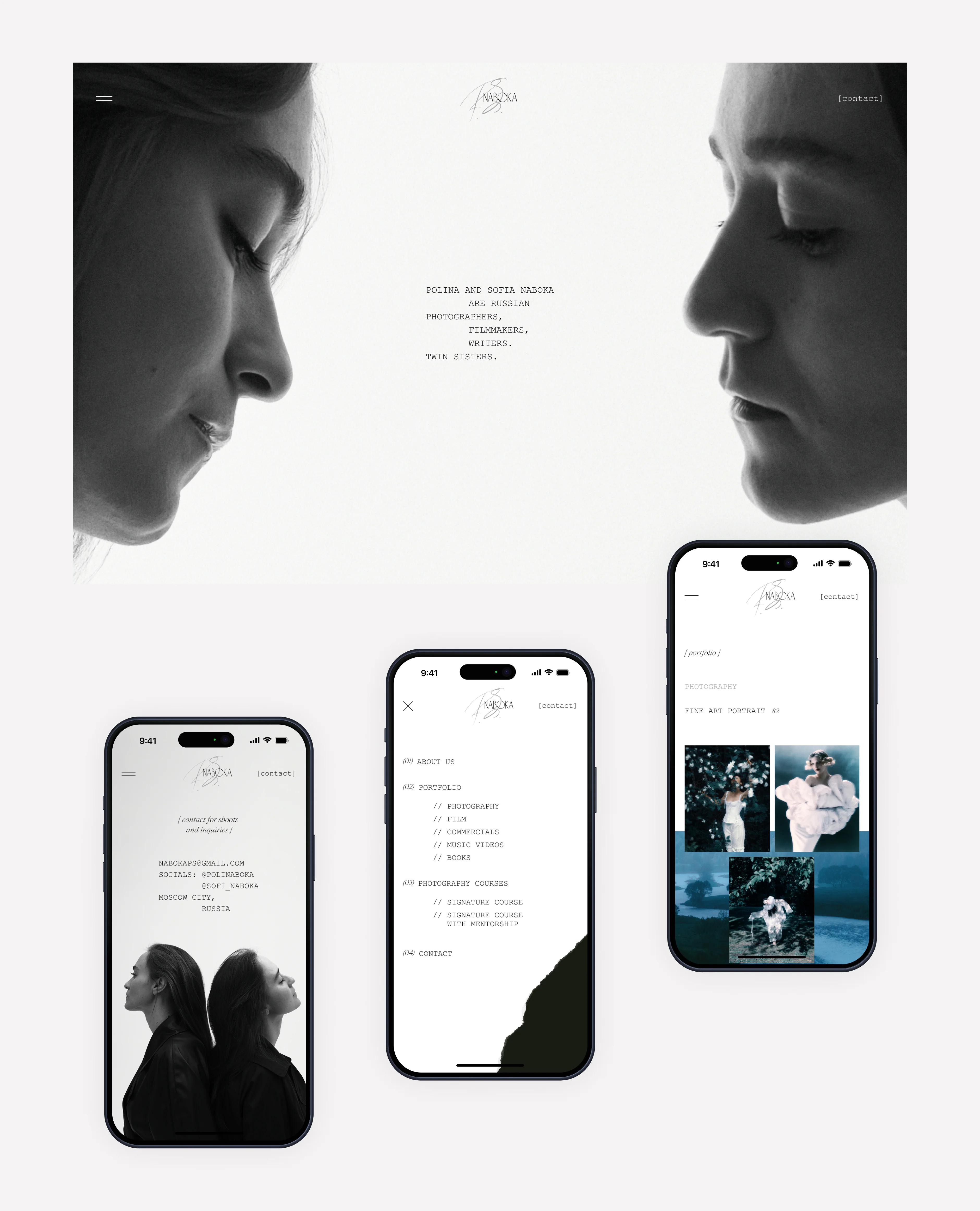 Naboka website: home screen and mobile page designs