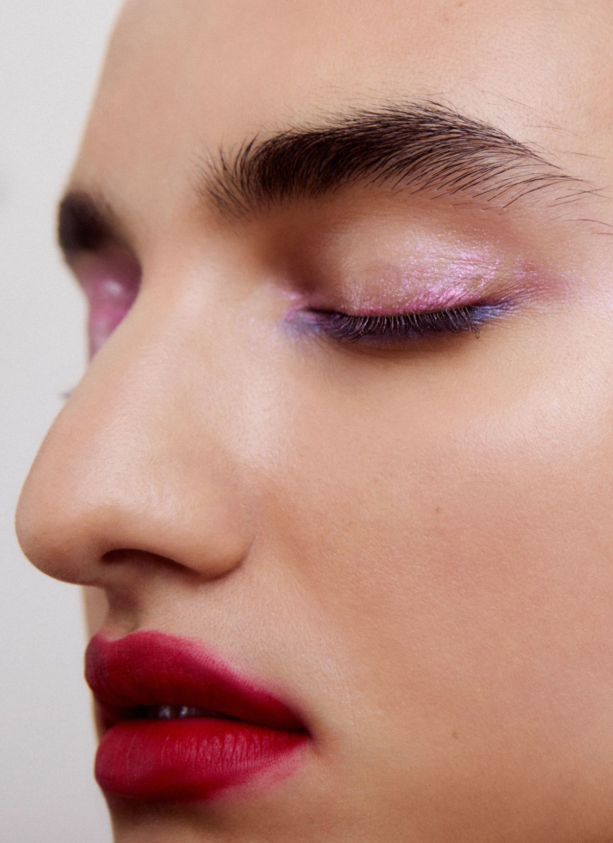 red lips glitter eye female photographer