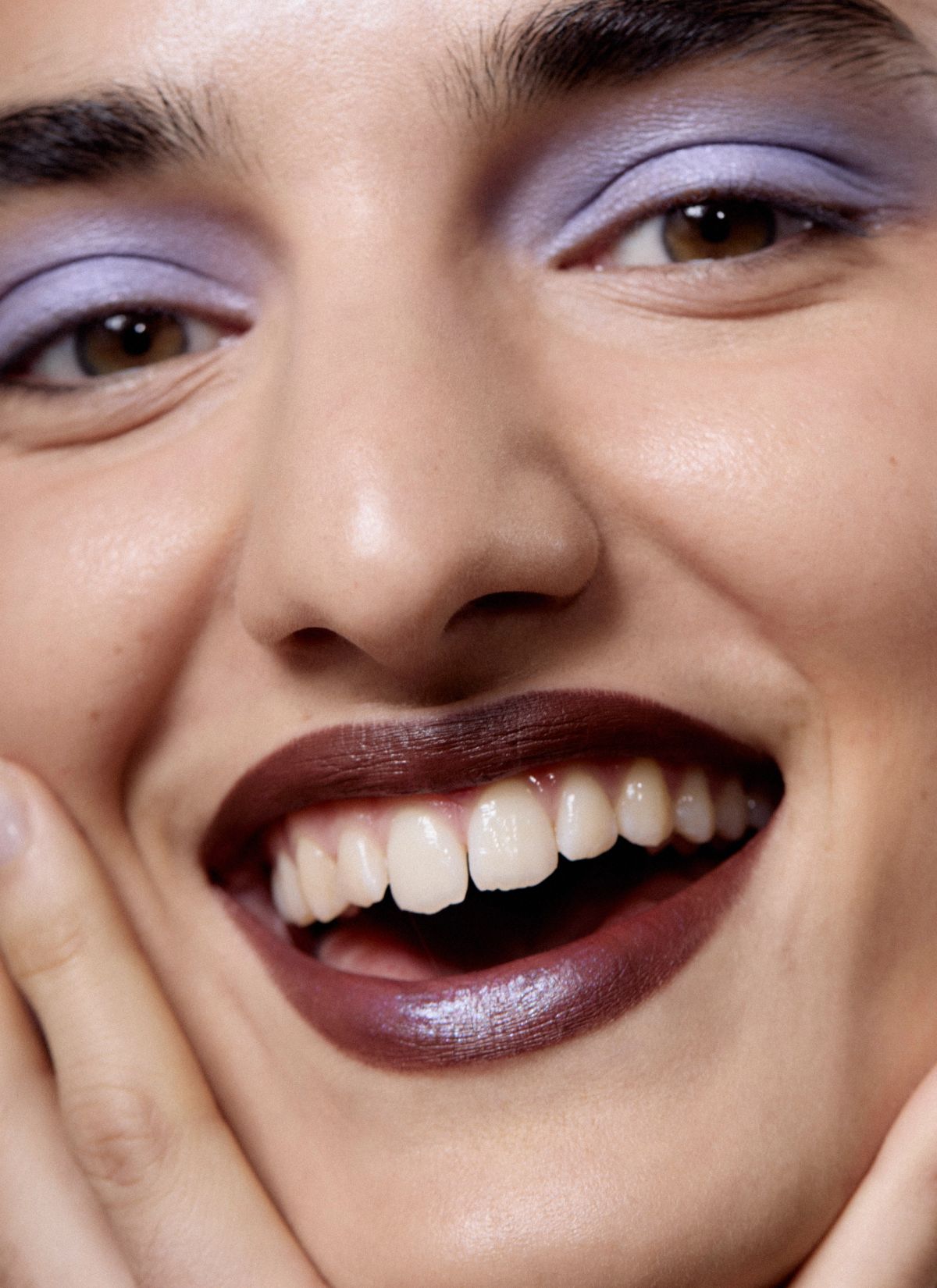 Lilac eyeshadow by Bobbi Brown and burgendy lips Mac