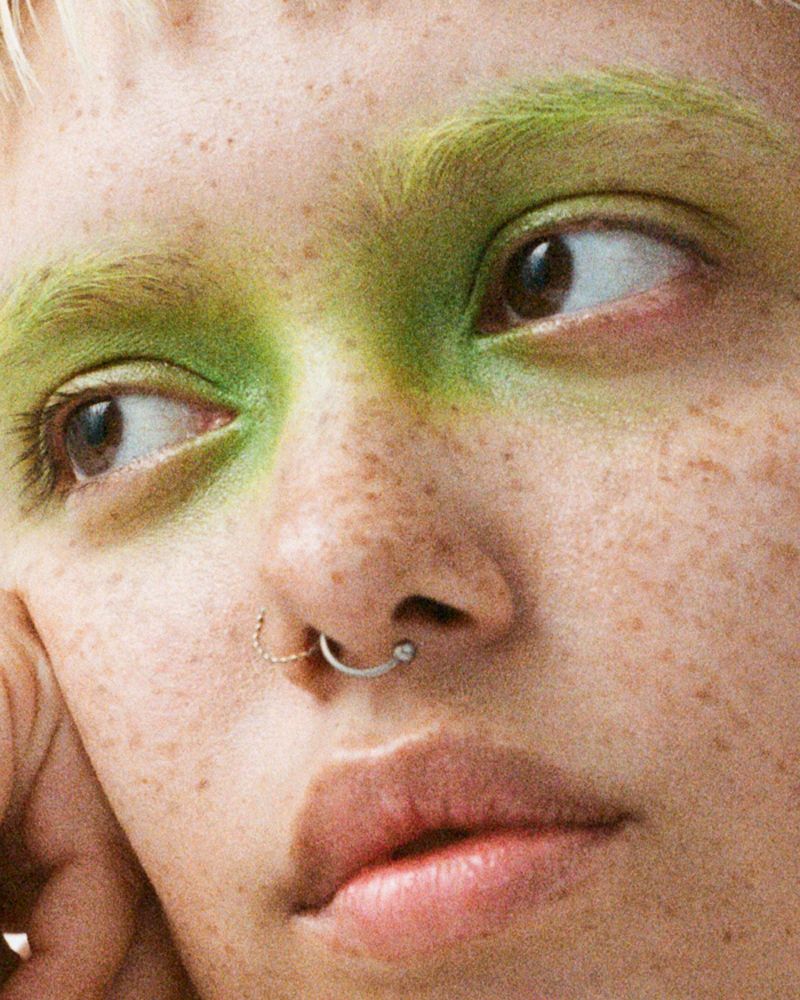 Model with green eye shadow