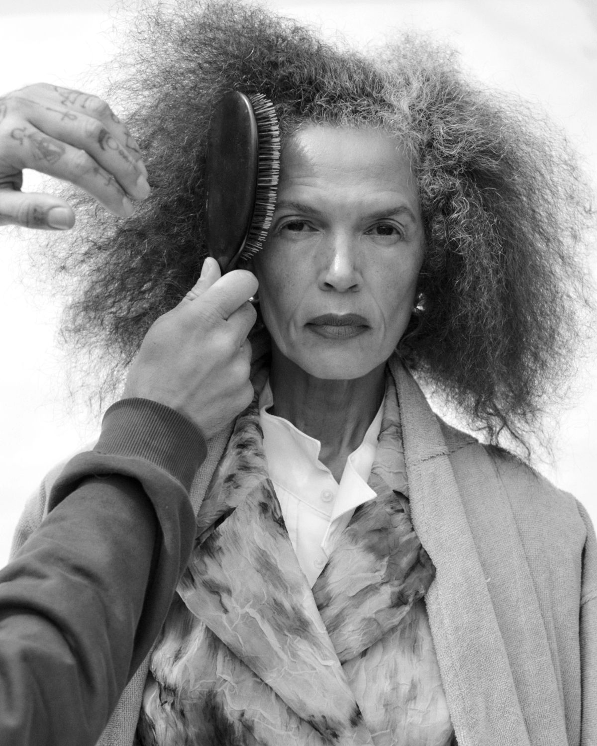 Women getting her hair brushed