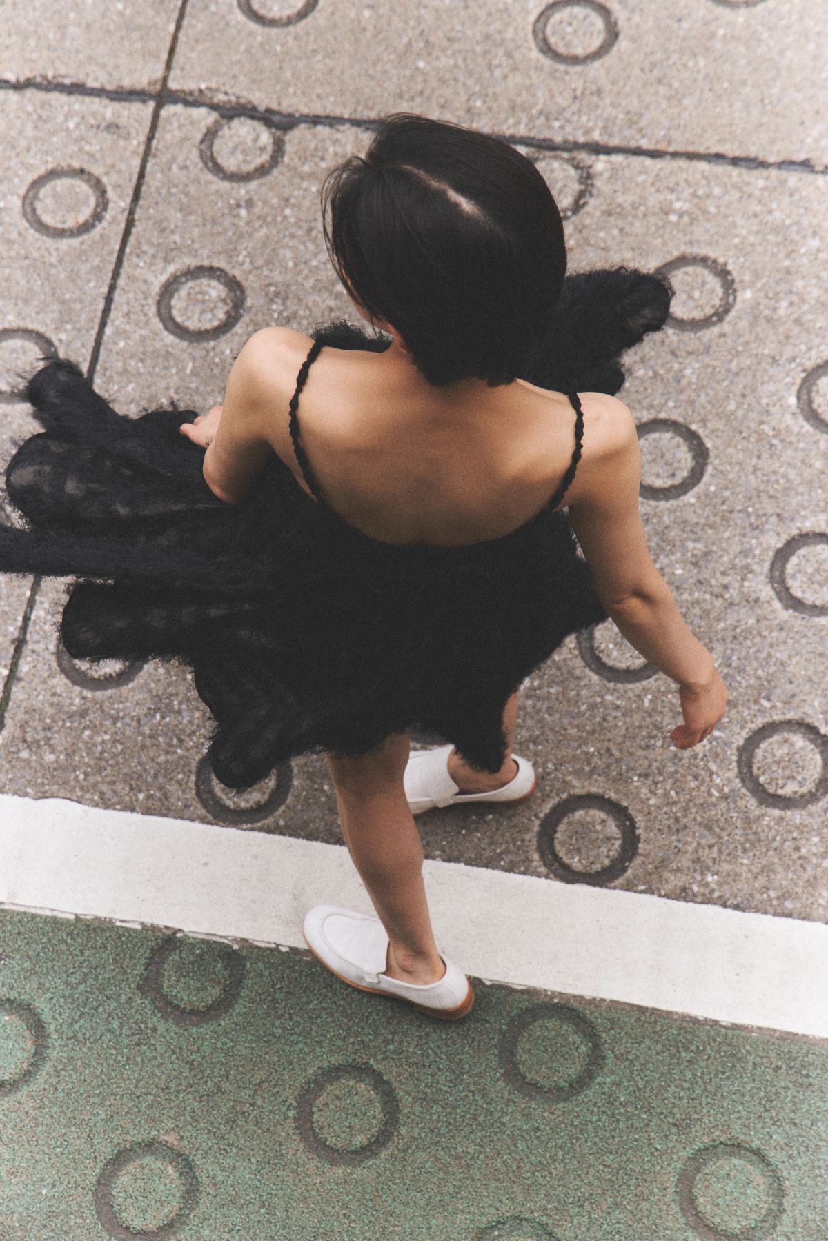 women shot from above looking of camera