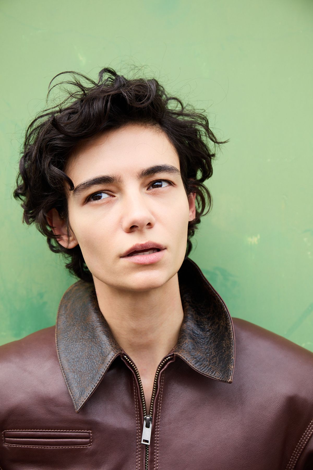 woman in leather jacket