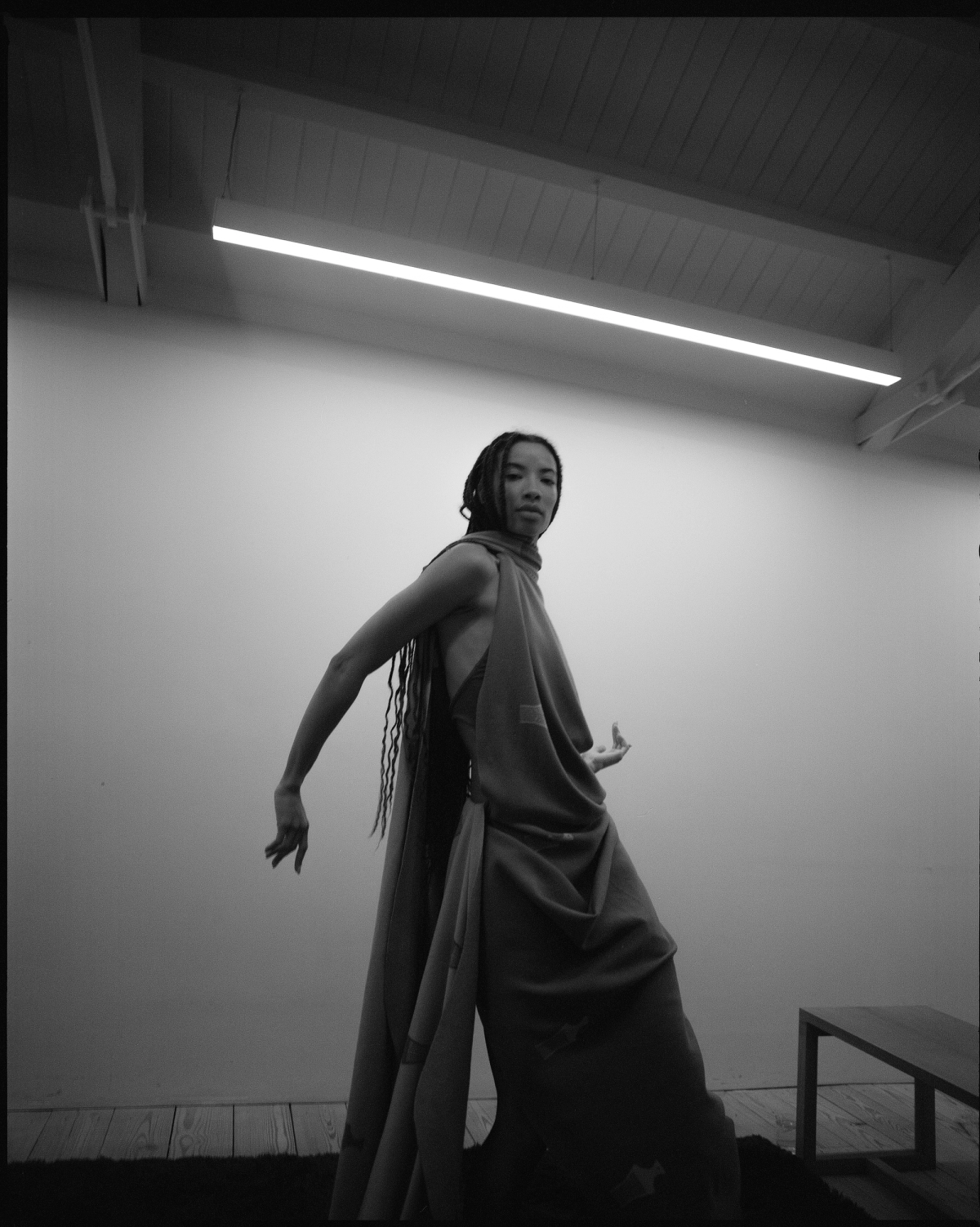 A model draped in clothing from Selasi