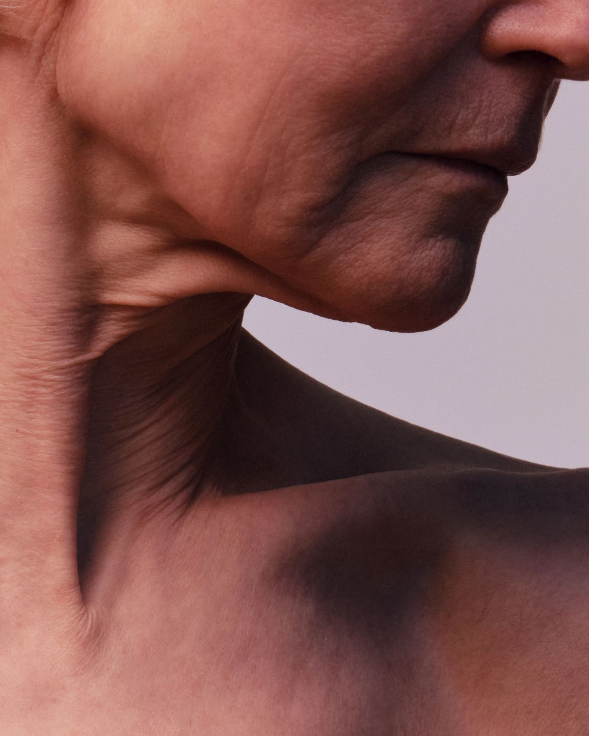 Extreme close up of womans skin showing lines