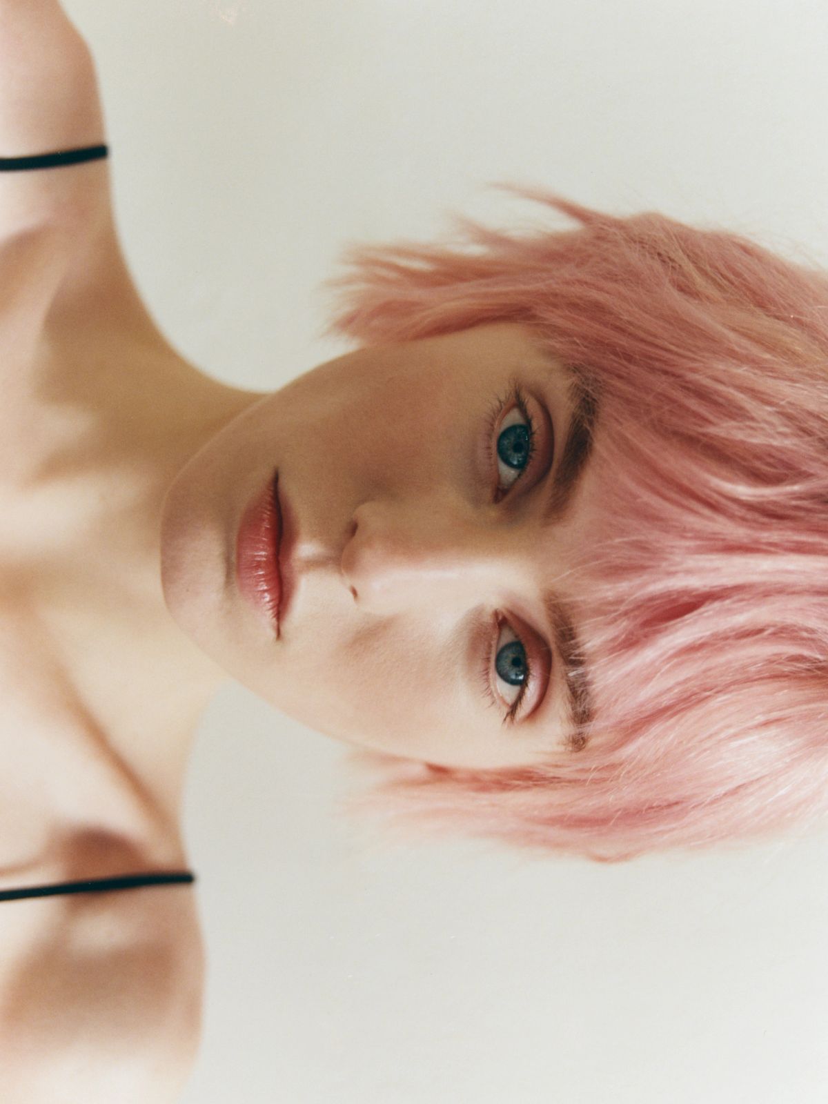beauty portrait of women wearing a pink wig