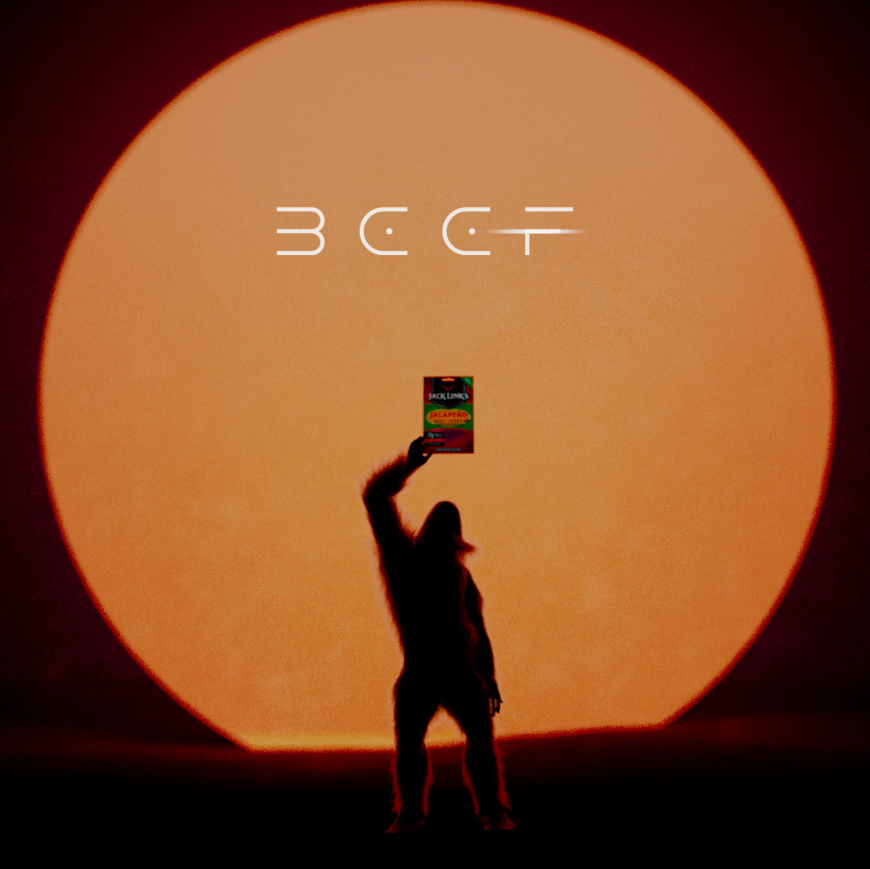 Sasquatch holding some spicy jerky