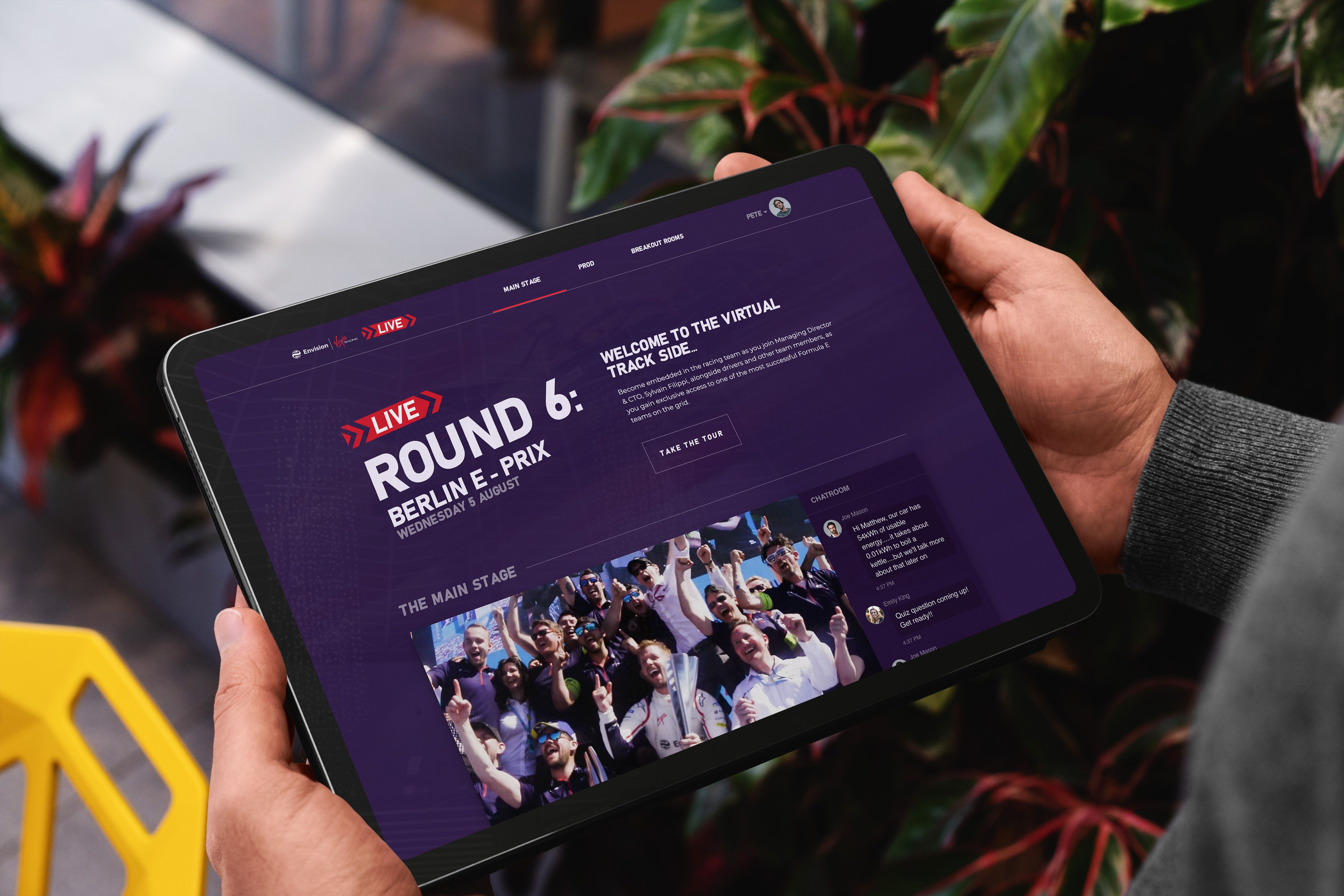 Virgin Racing Live Platform on iPad