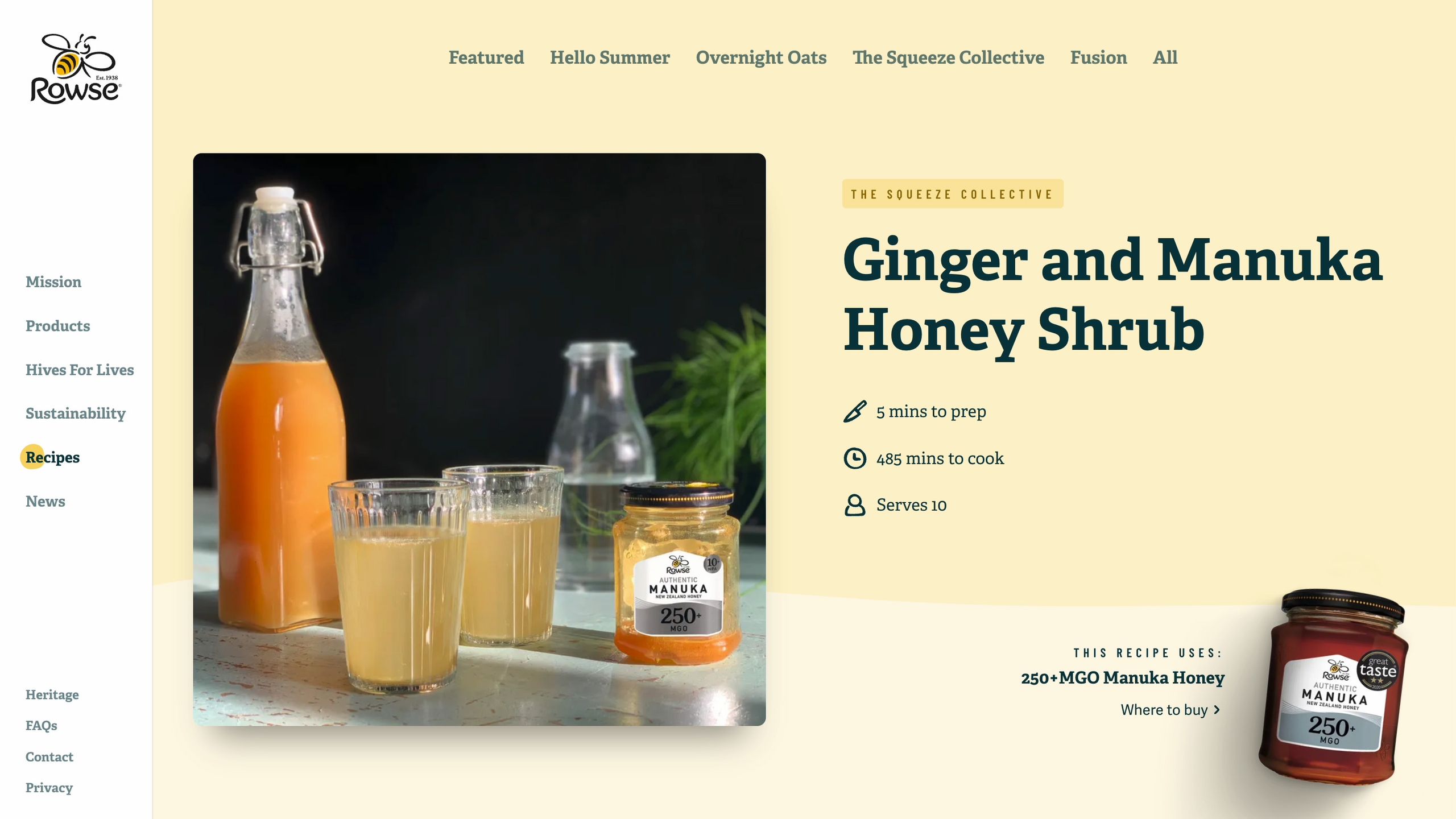 Rowse Honey recipe page scroll through