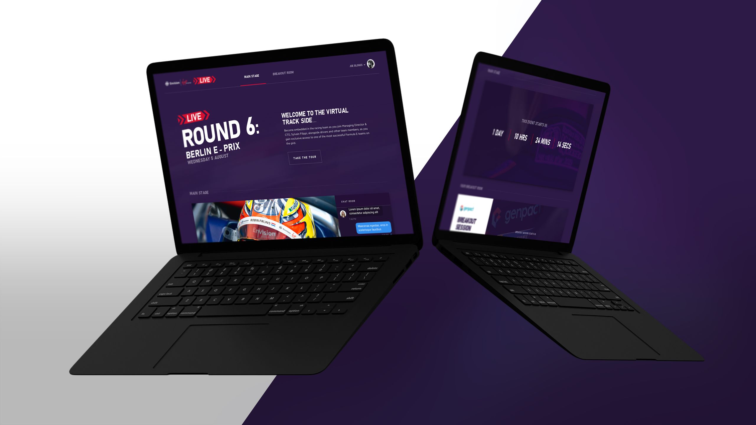 Virgin Racing Live Platform on laptop