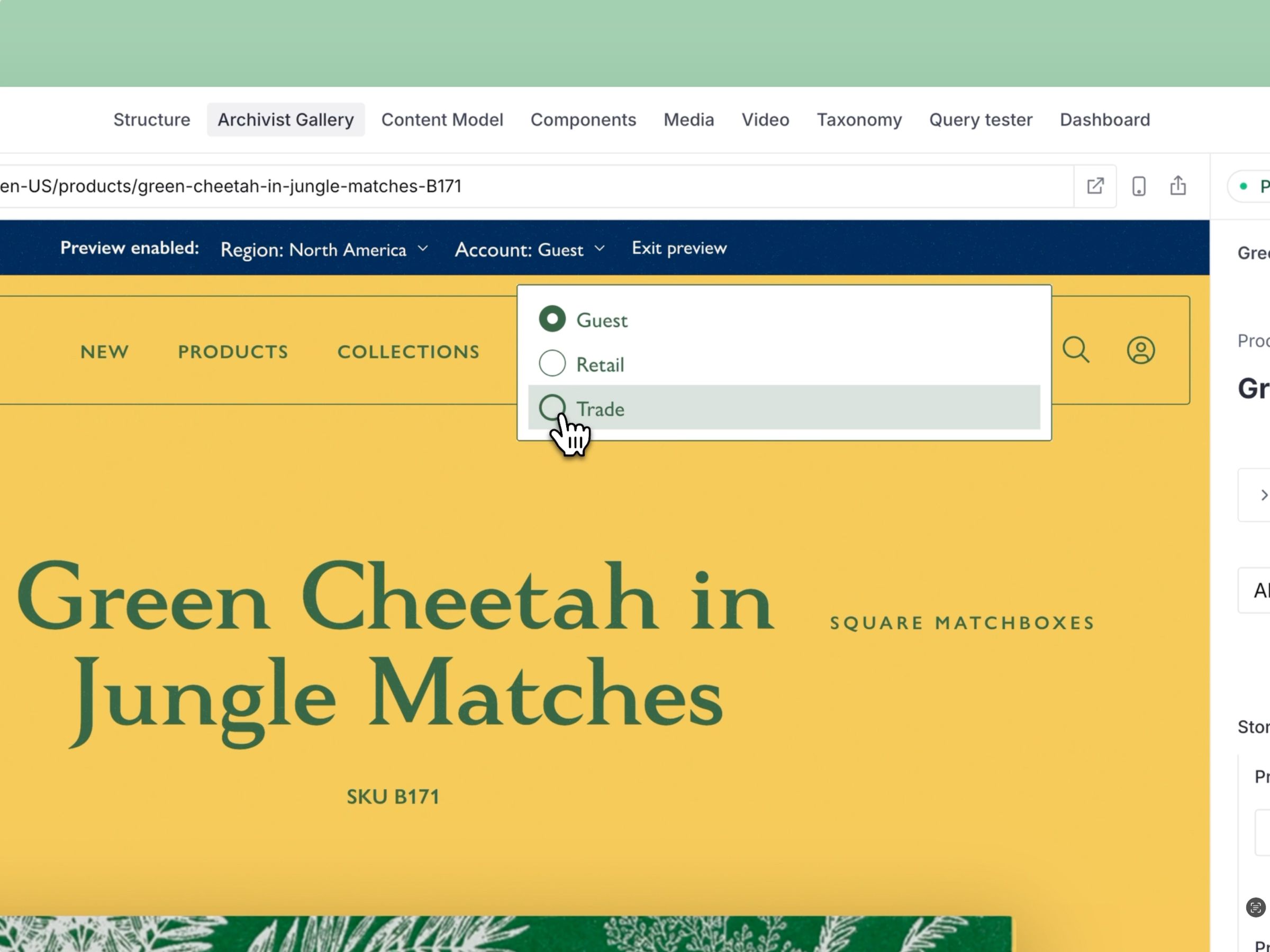 Context switching toggle in Sanity to preview personalised content