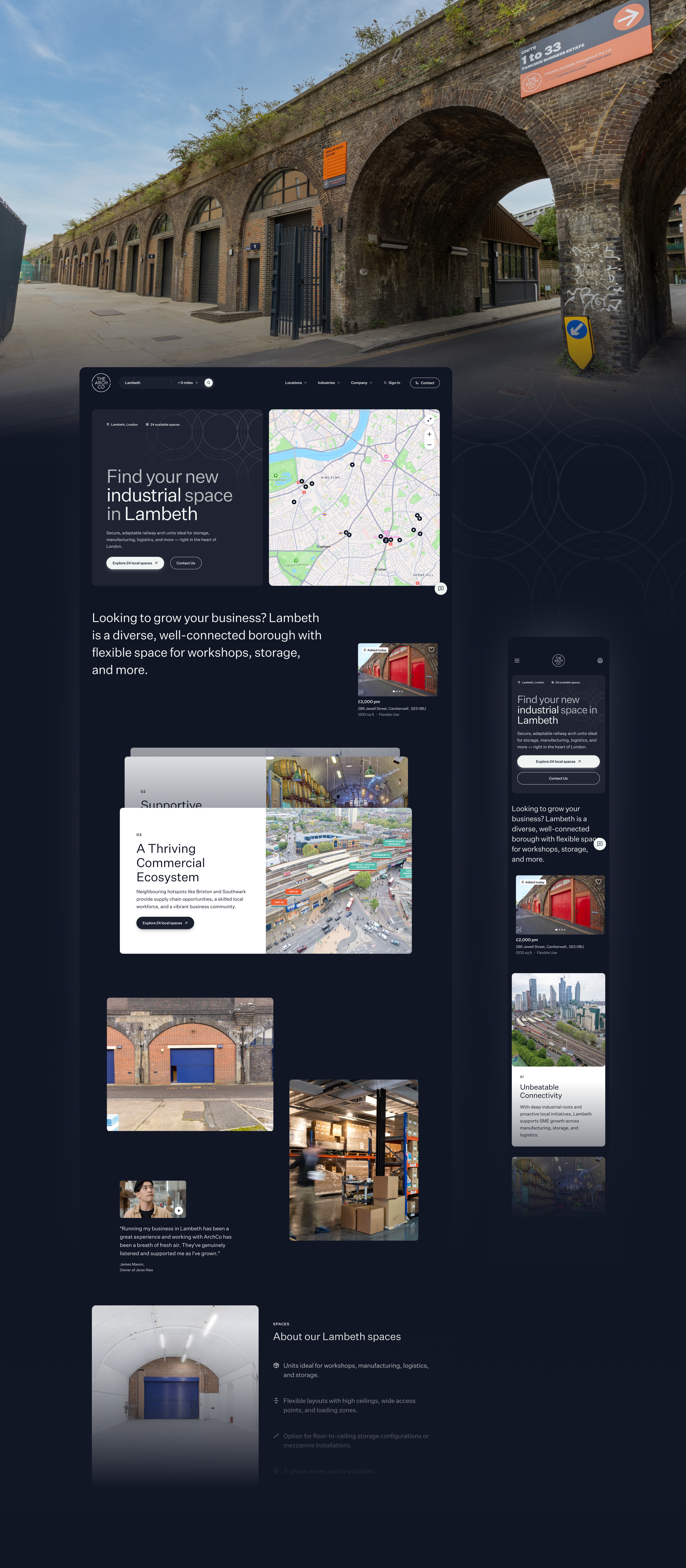 The Arch Company Location Specific Industry Landing Page Desktop and Mobile Design