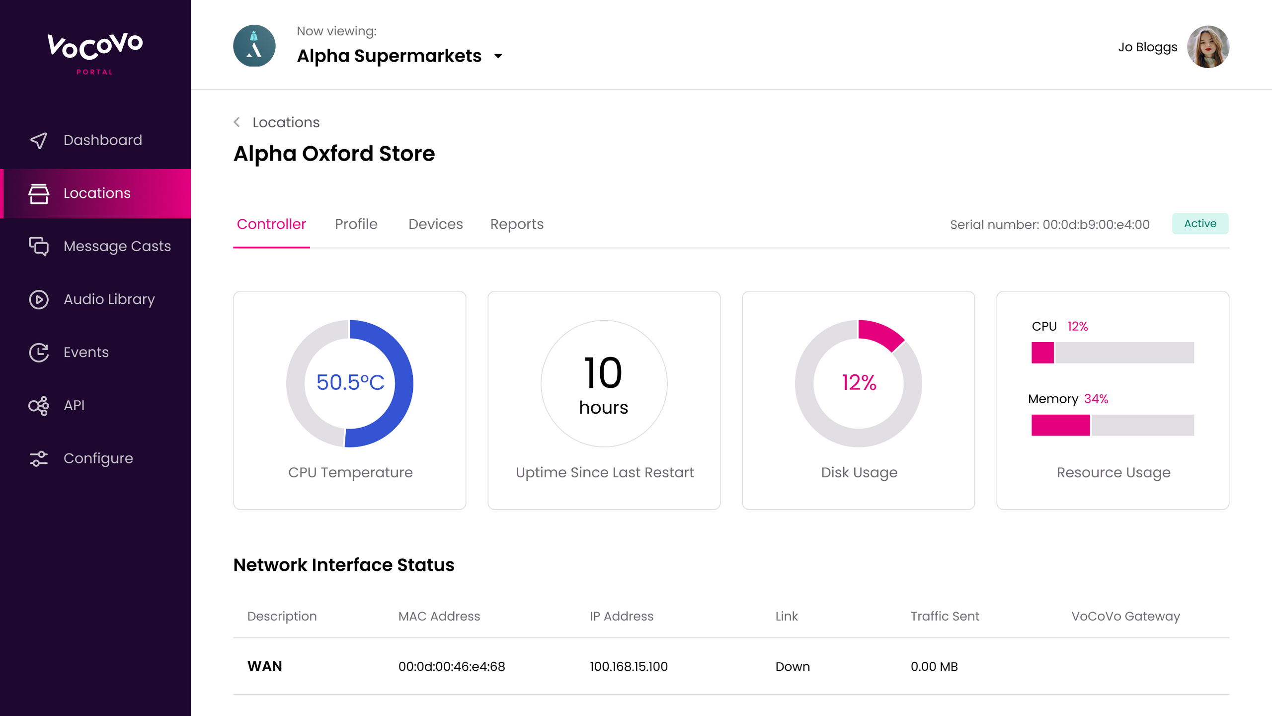 VoCoVo Portal Locations Controller