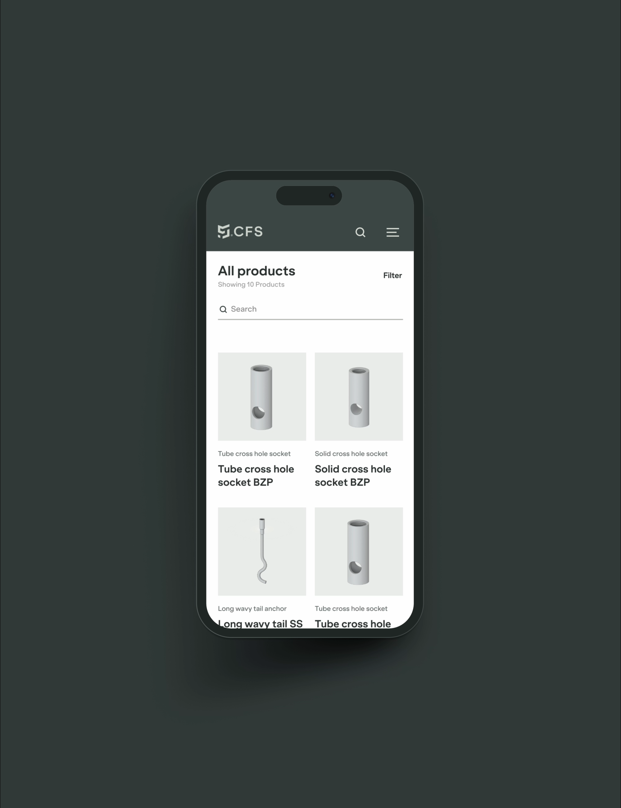 Digital branding meets UX storytelling image showing the CFS website product page and navigation interaction on an iPhone