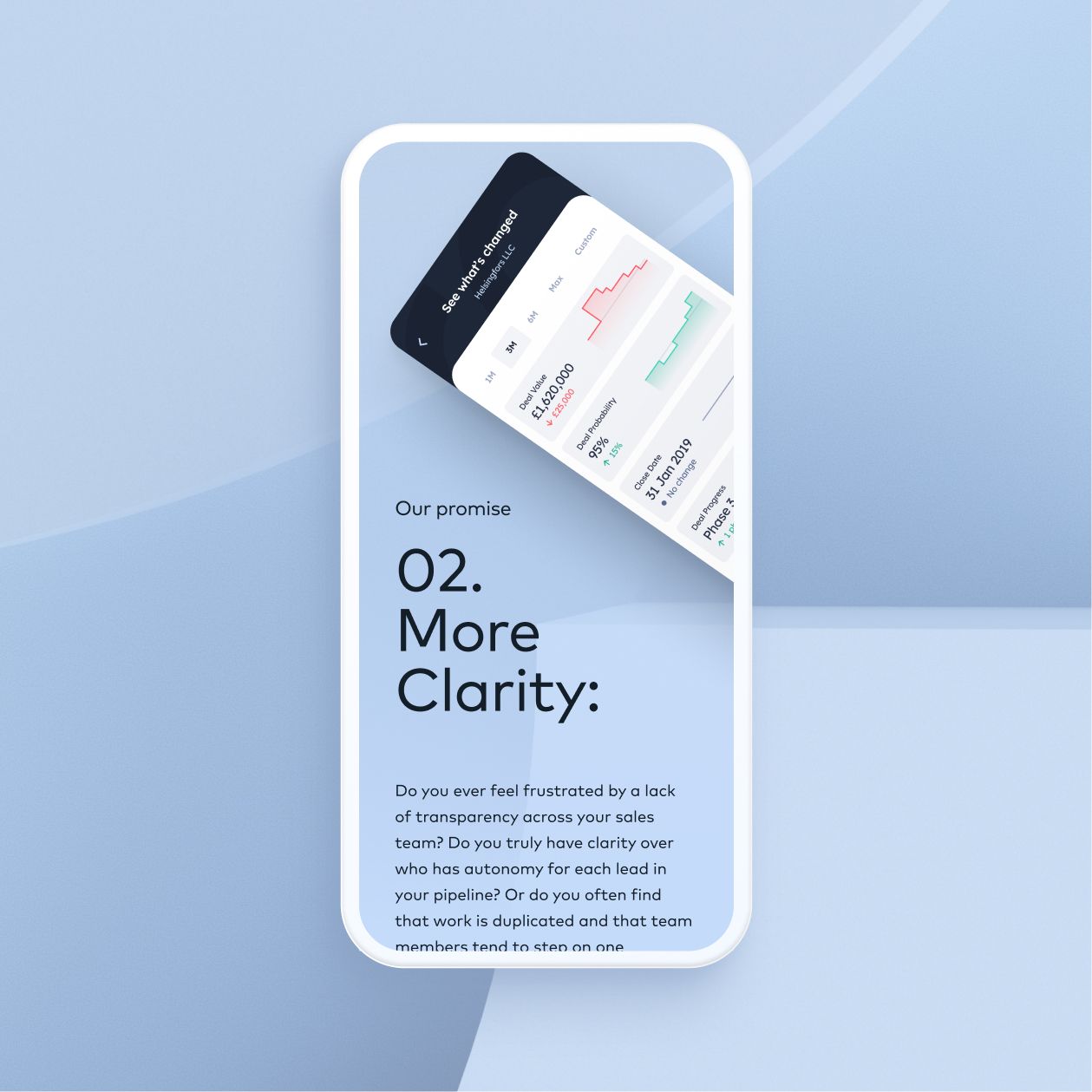 Digital branding for Software image showing a piece of UI on a web page on a white mobile phone