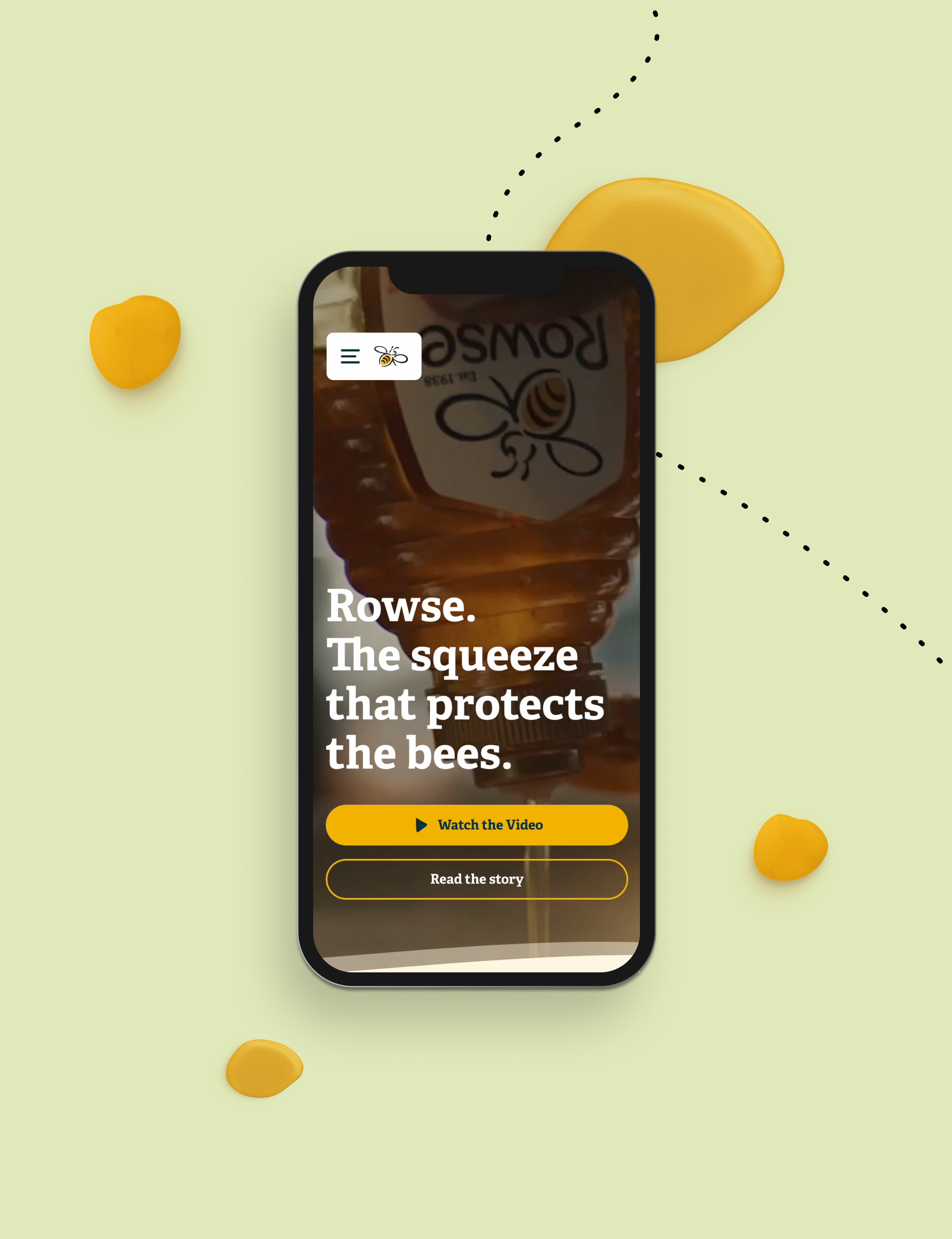 Rowse Honey homepage hero displayed on an iPhone