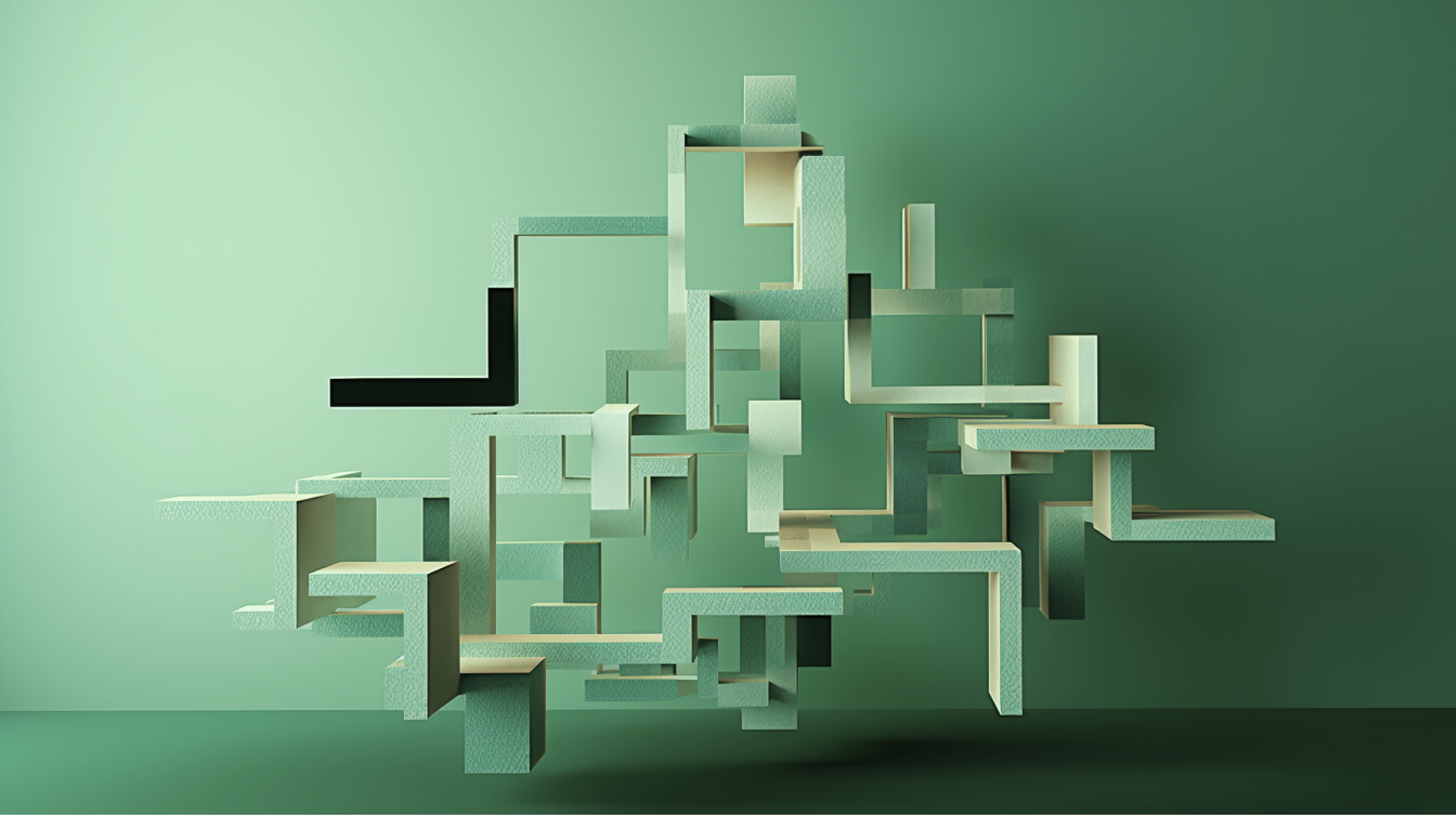 Abstract image about structured content to represent bringing order out of chaos on a light green background