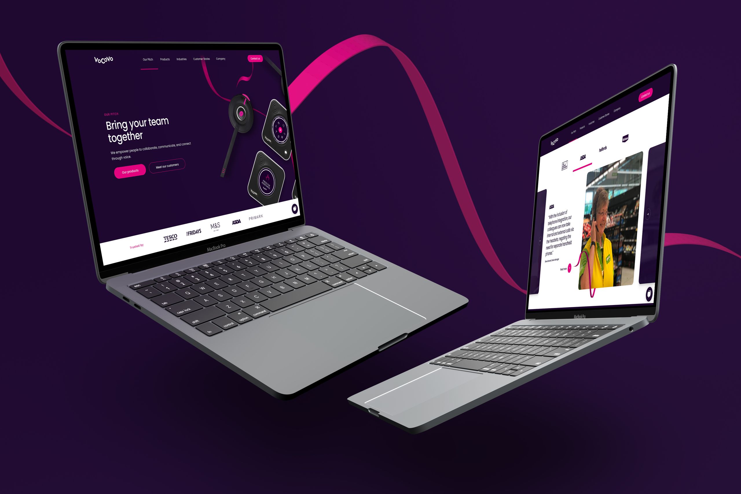 VoCoVo website on two laptops