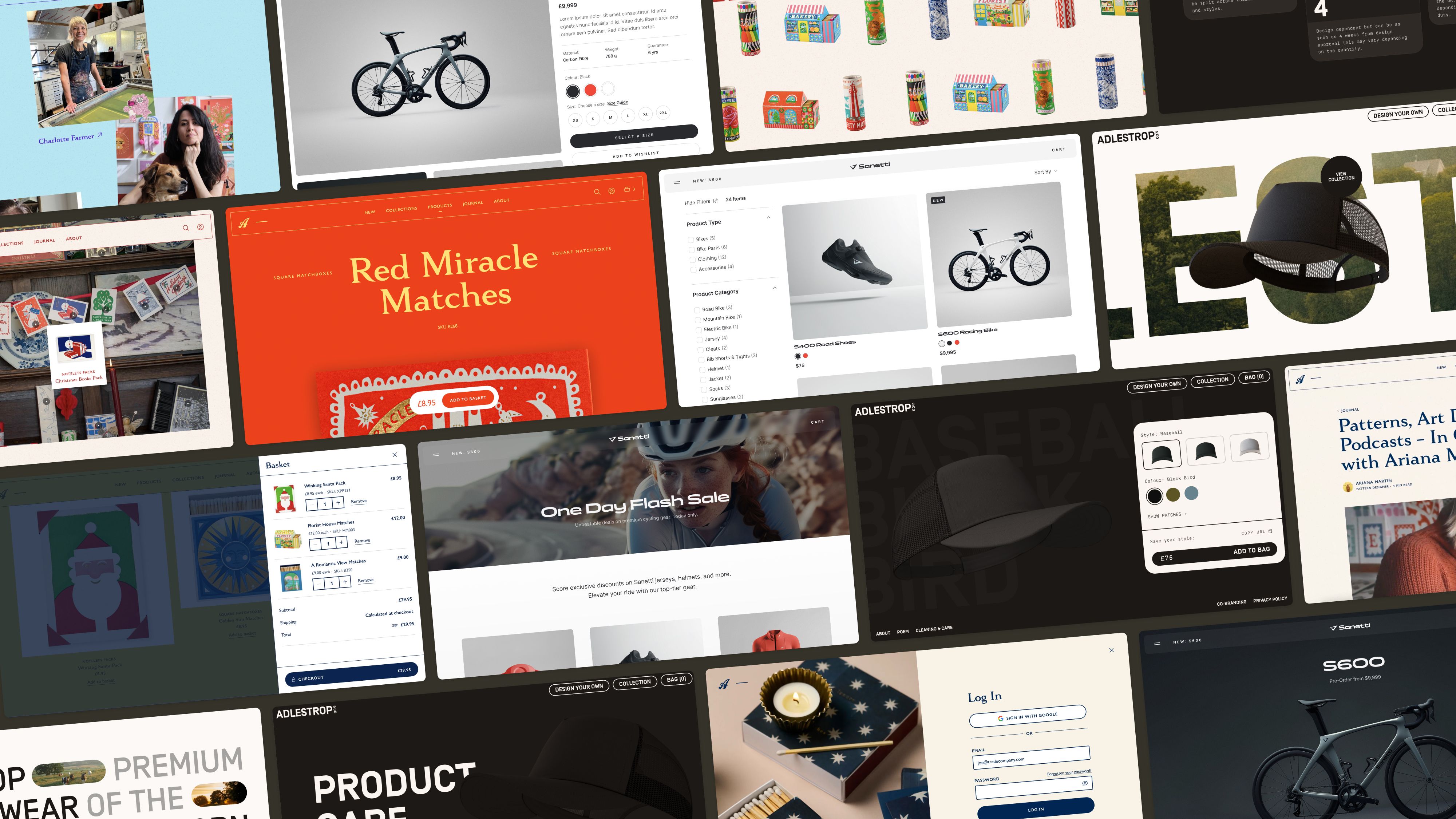 Screens from various evensix b2b eCommerce websites