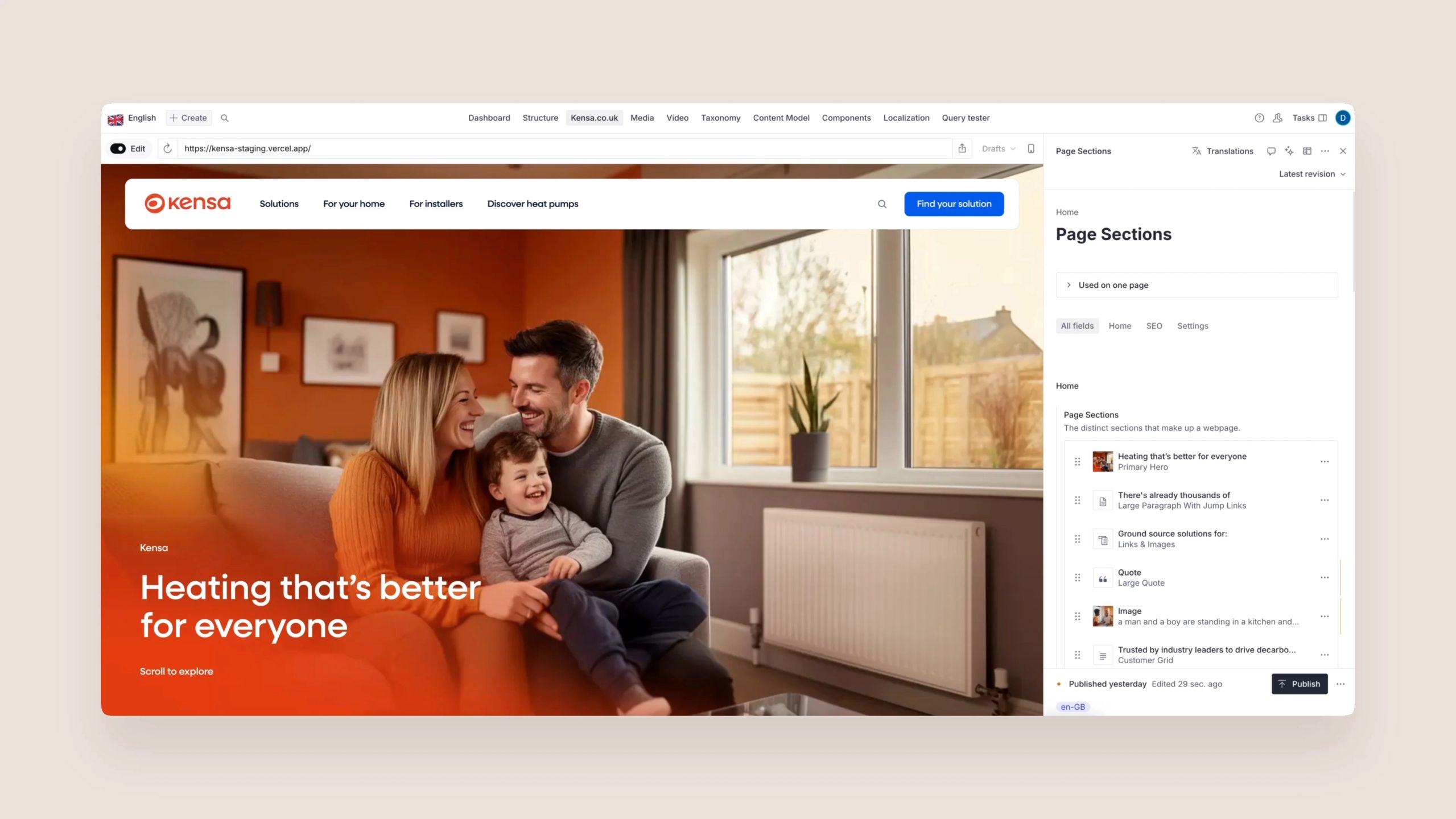 Kensa Sanity Studio showing live updates