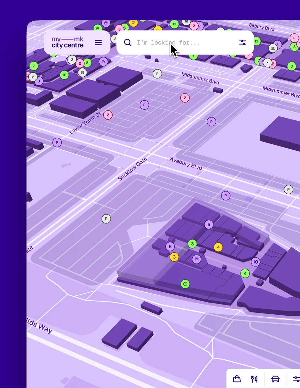 Interactive map app for Milton Keynes city centre