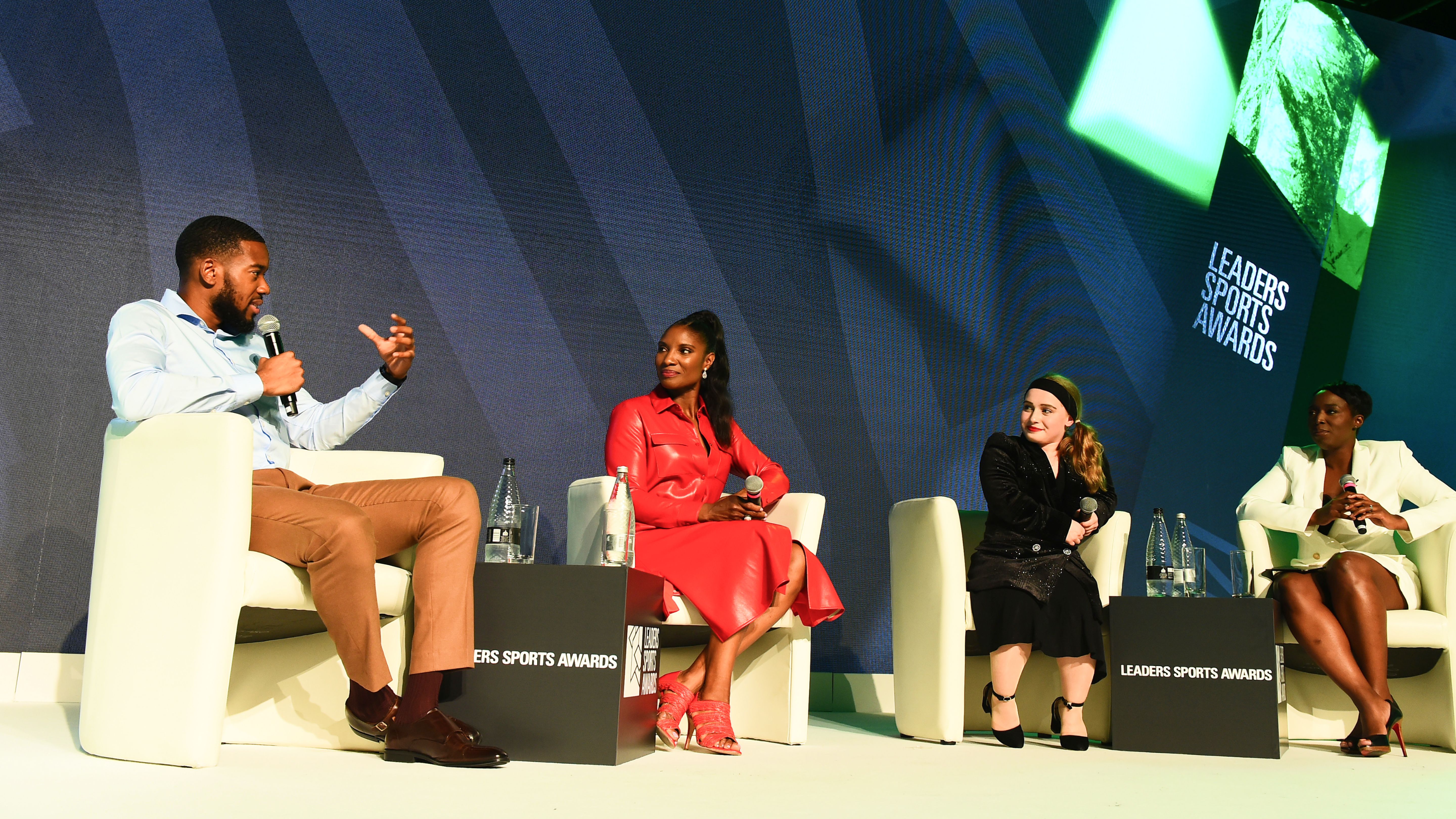 Leaders Sports Awards close up of speakers on stage