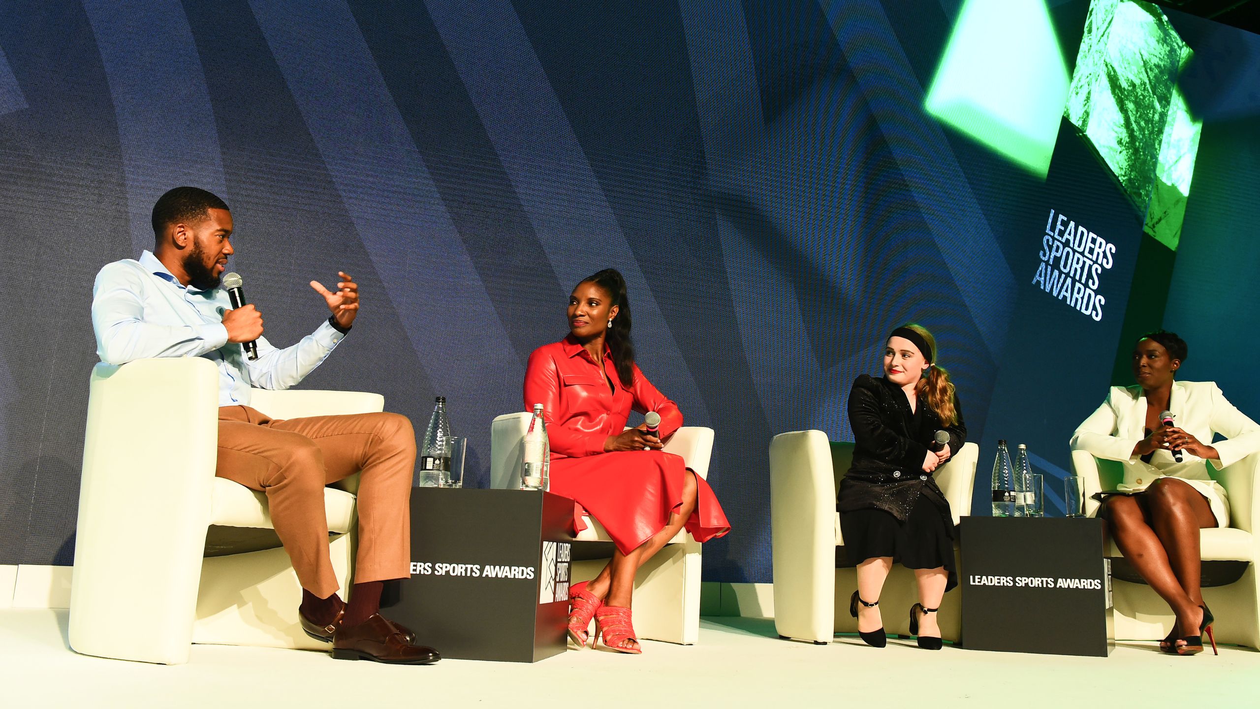 Leaders Sports Awards close up of speakers on stage