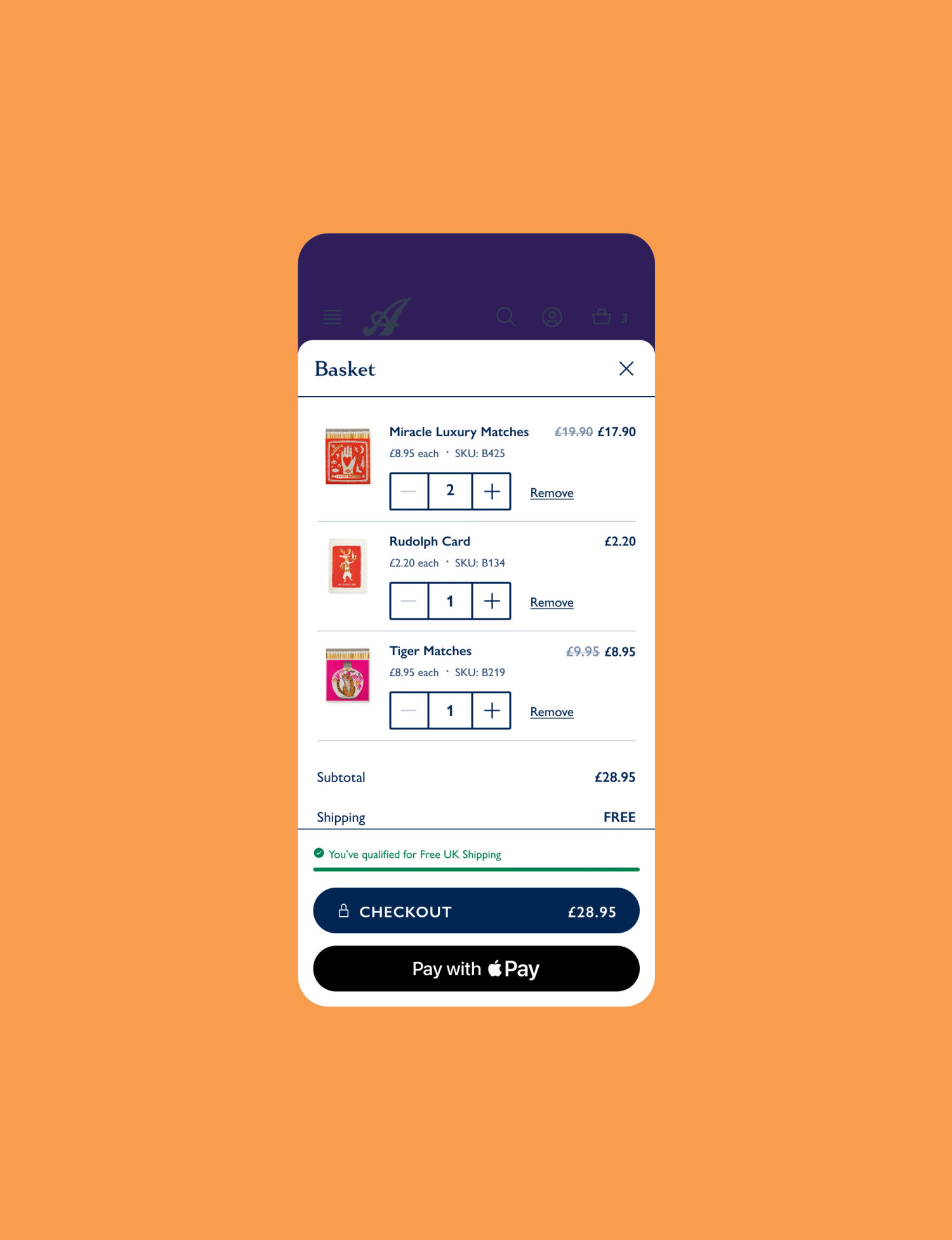 Archivist Retail Basket on Mobile