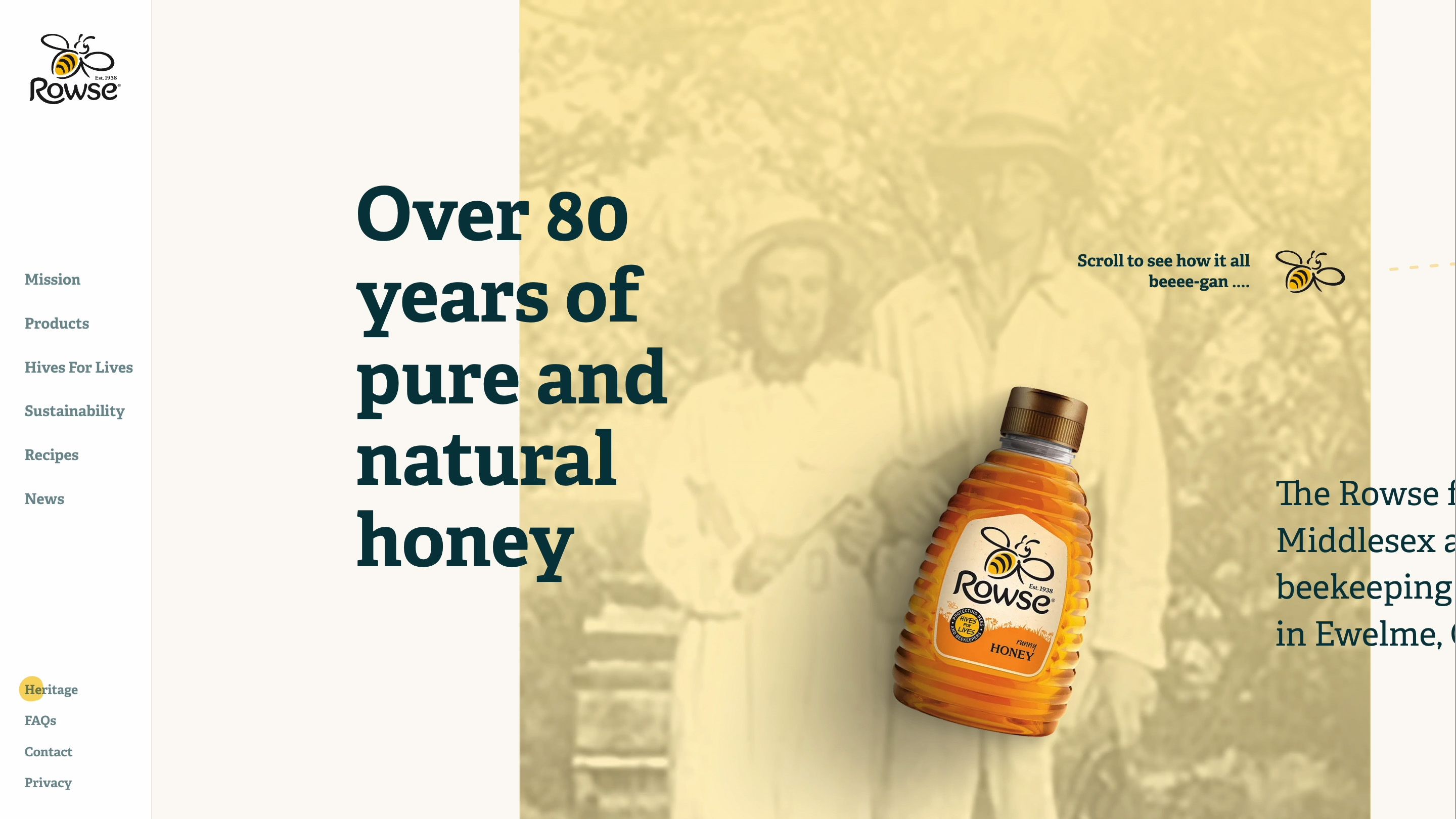 Rowse heritage page scroll through